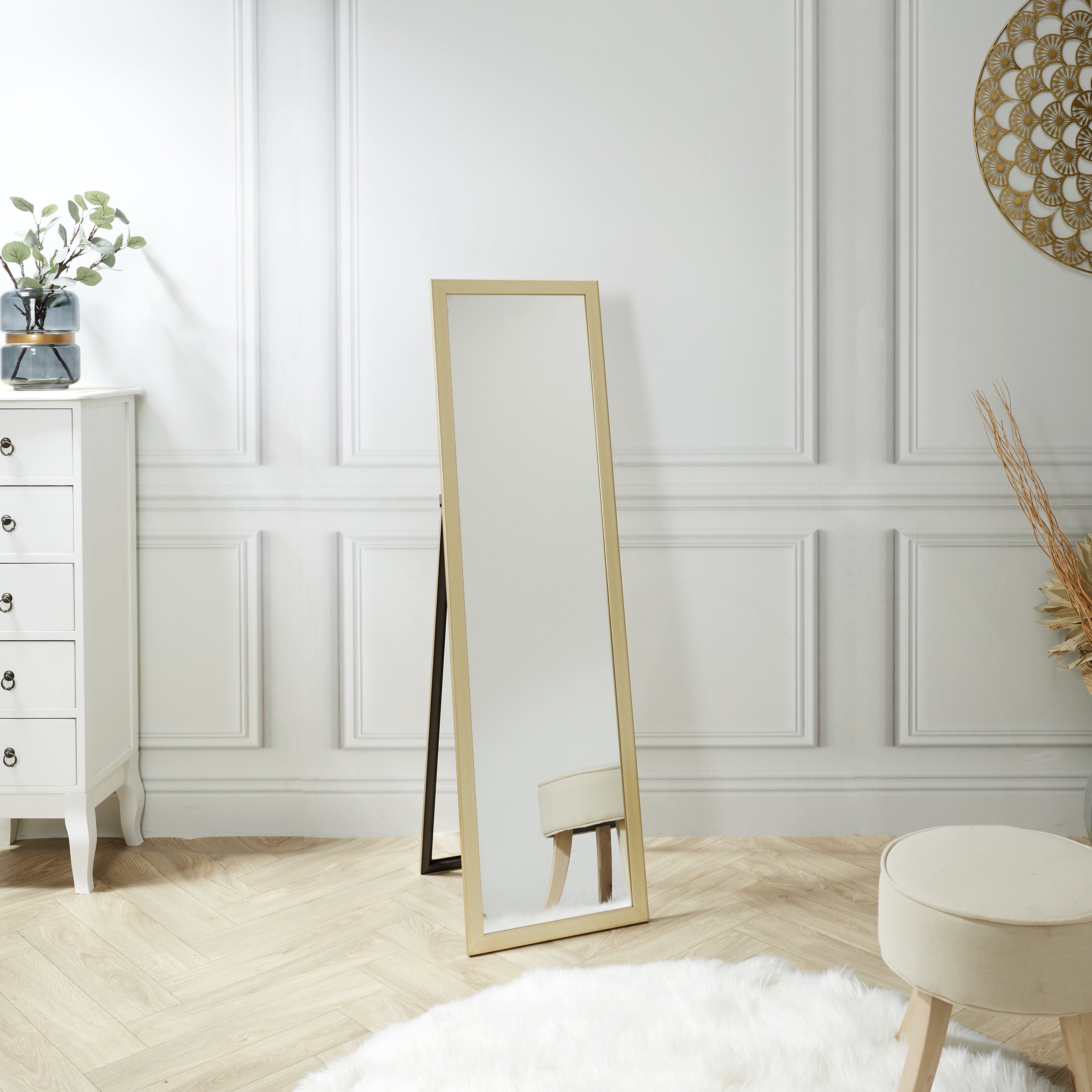 MIROIR SUR PIED DORE 122CM