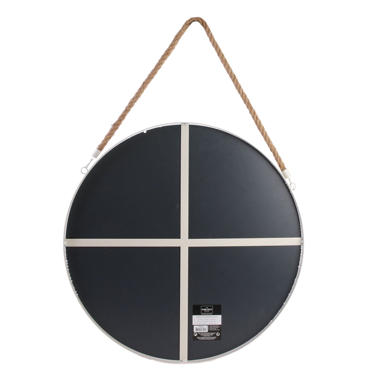 MIROIR ROND BLANC ANSE JONC 50CM