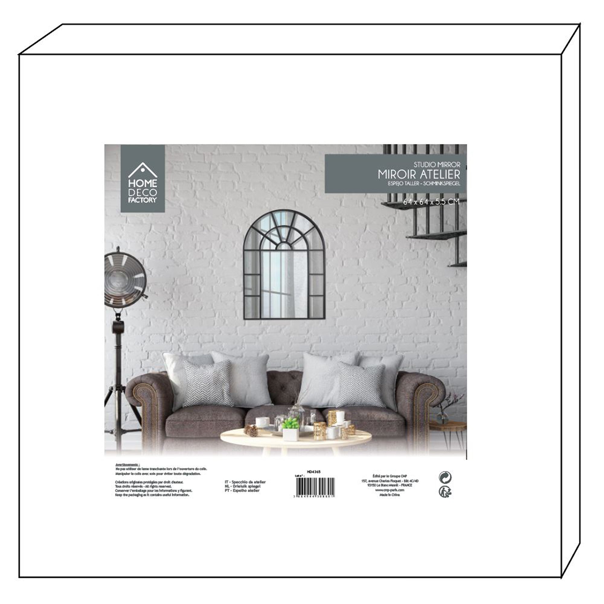 MIROIR FENETRE METAL 60X80CM