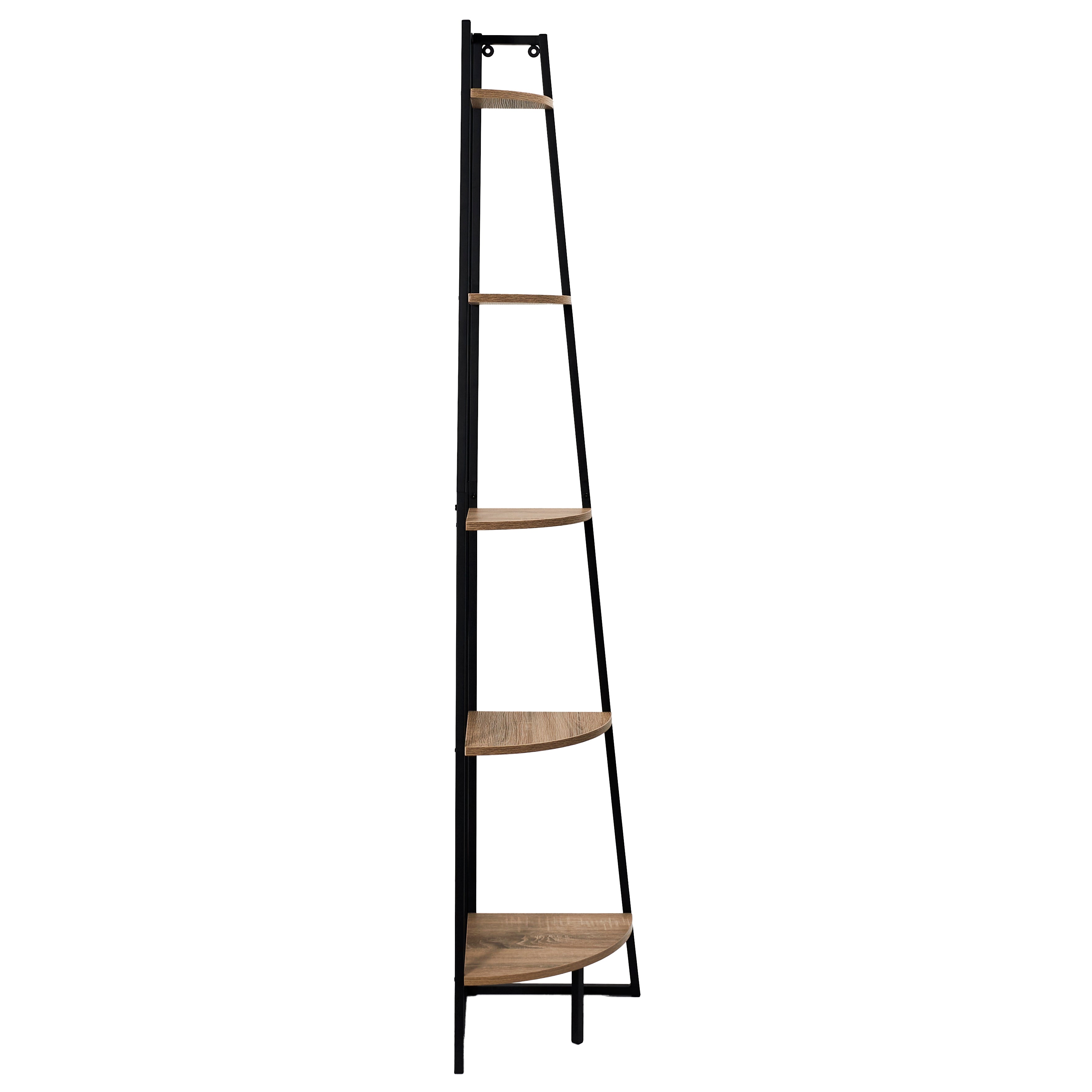 ETAGERE ANGLE 5 NIVEAUX BOIS ET METAL