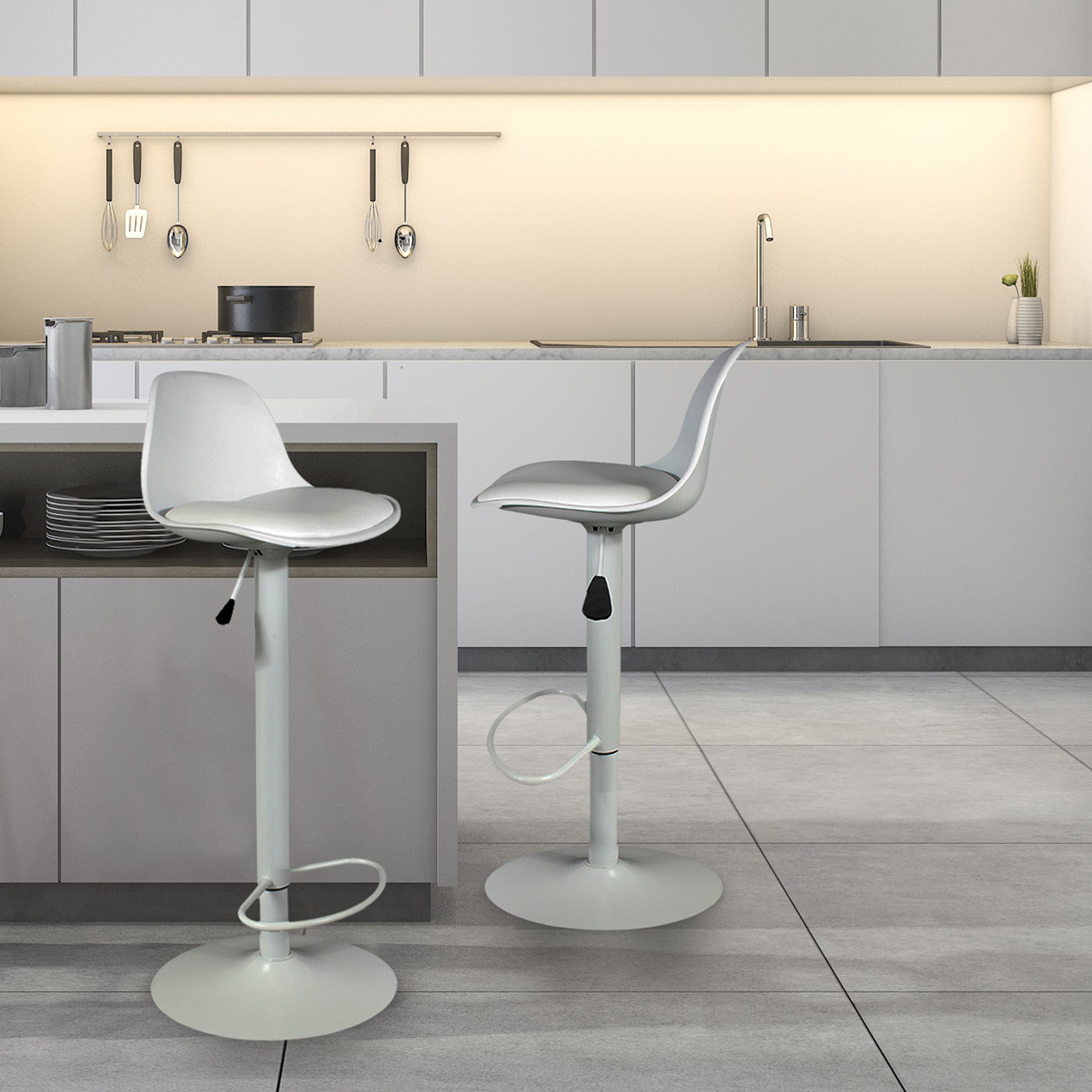TABOURET DE BAR ISAK BLANC - LOT DE 2