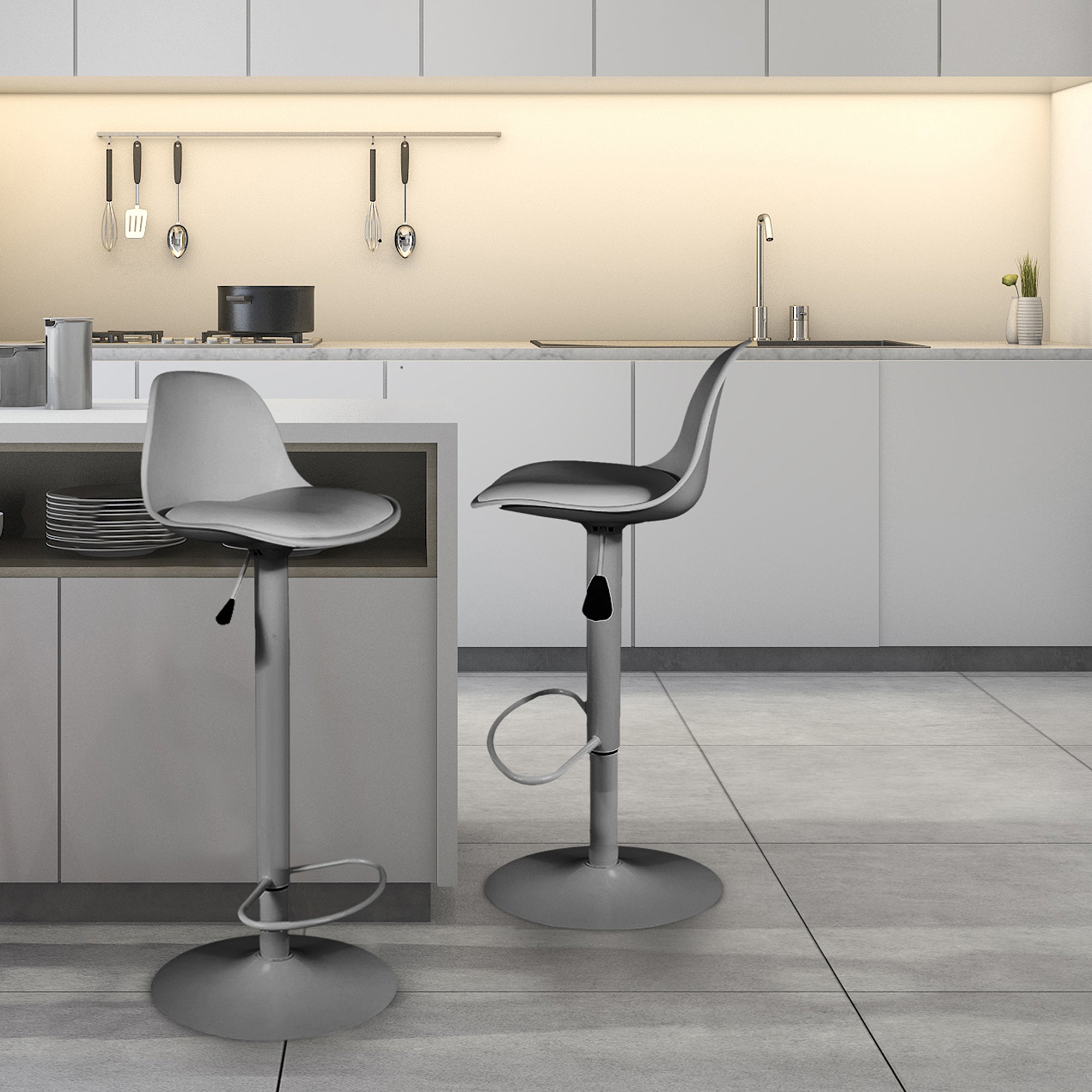 TABOURET DE BAR ISAK GRIS - LOT DE 2