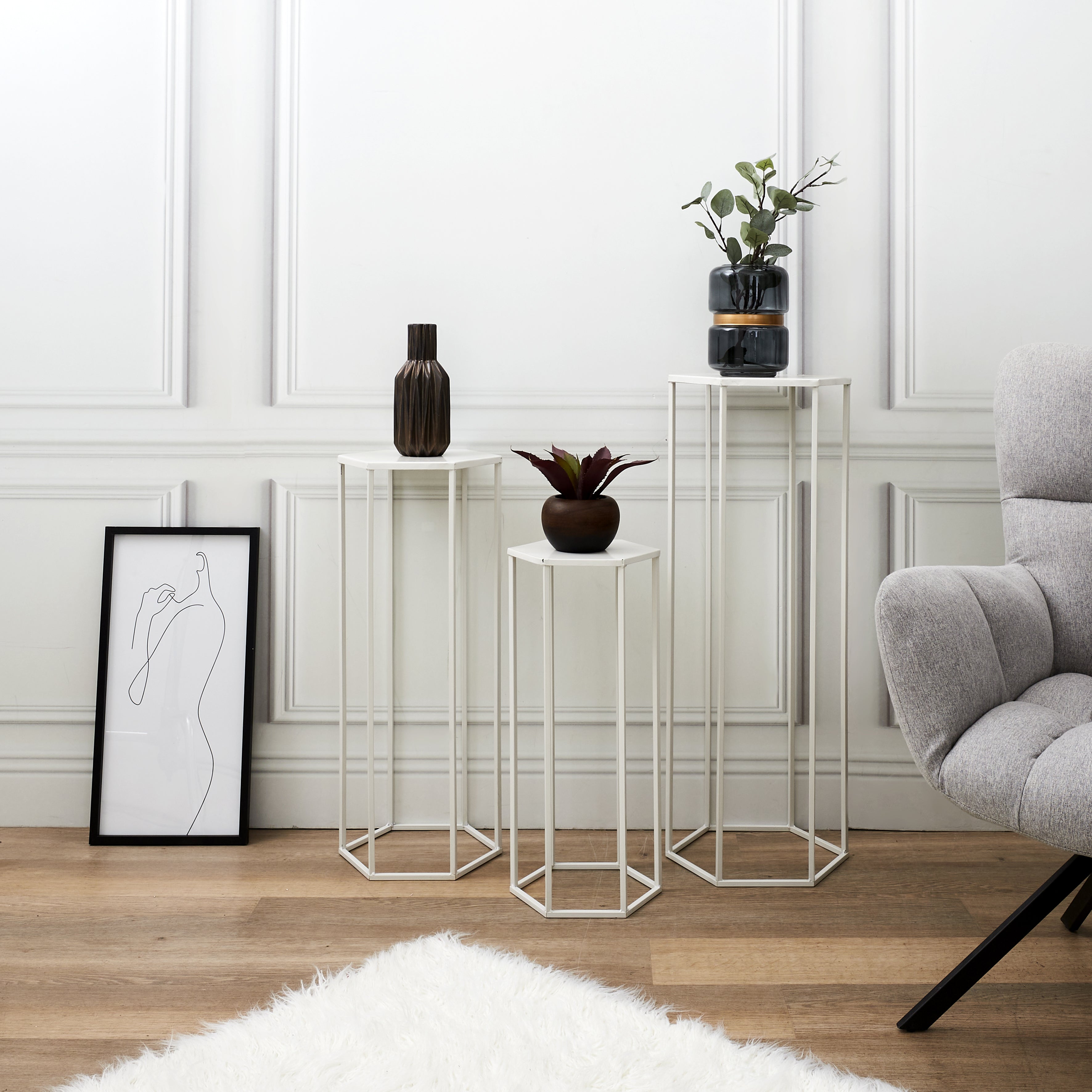 SELLETTE GIGOGNE METAL BLANC X3