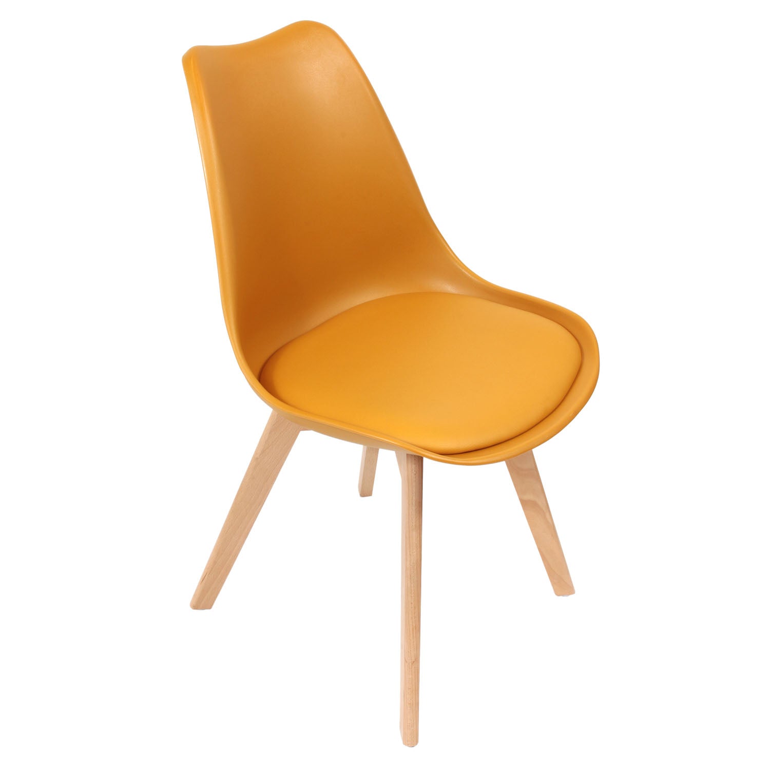 CHAISE SCANDINAVE COQUE PP REMBOURREE JAUNE - LOT DE 4