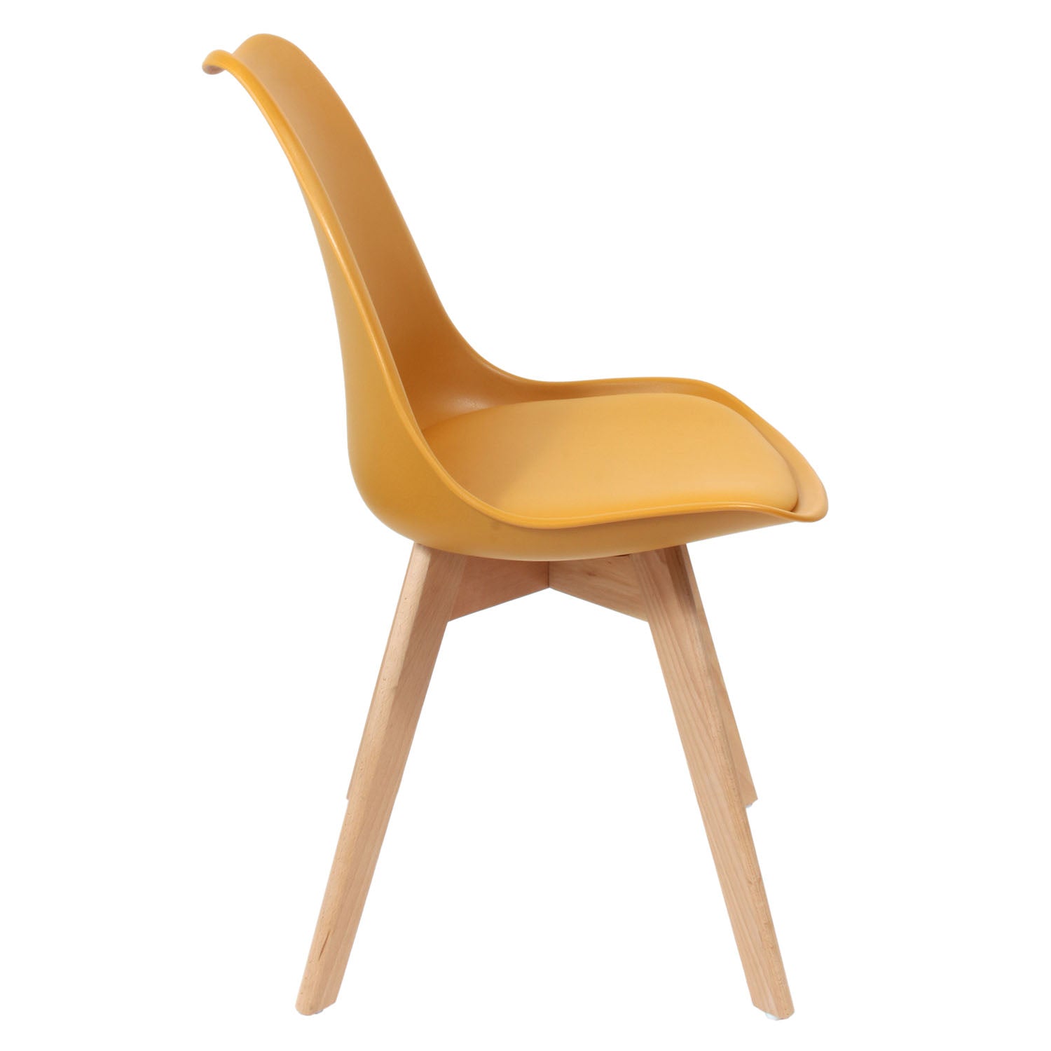 CHAISE SCANDINAVE COQUE PP REMBOURREE JAUNE - LOT DE 4