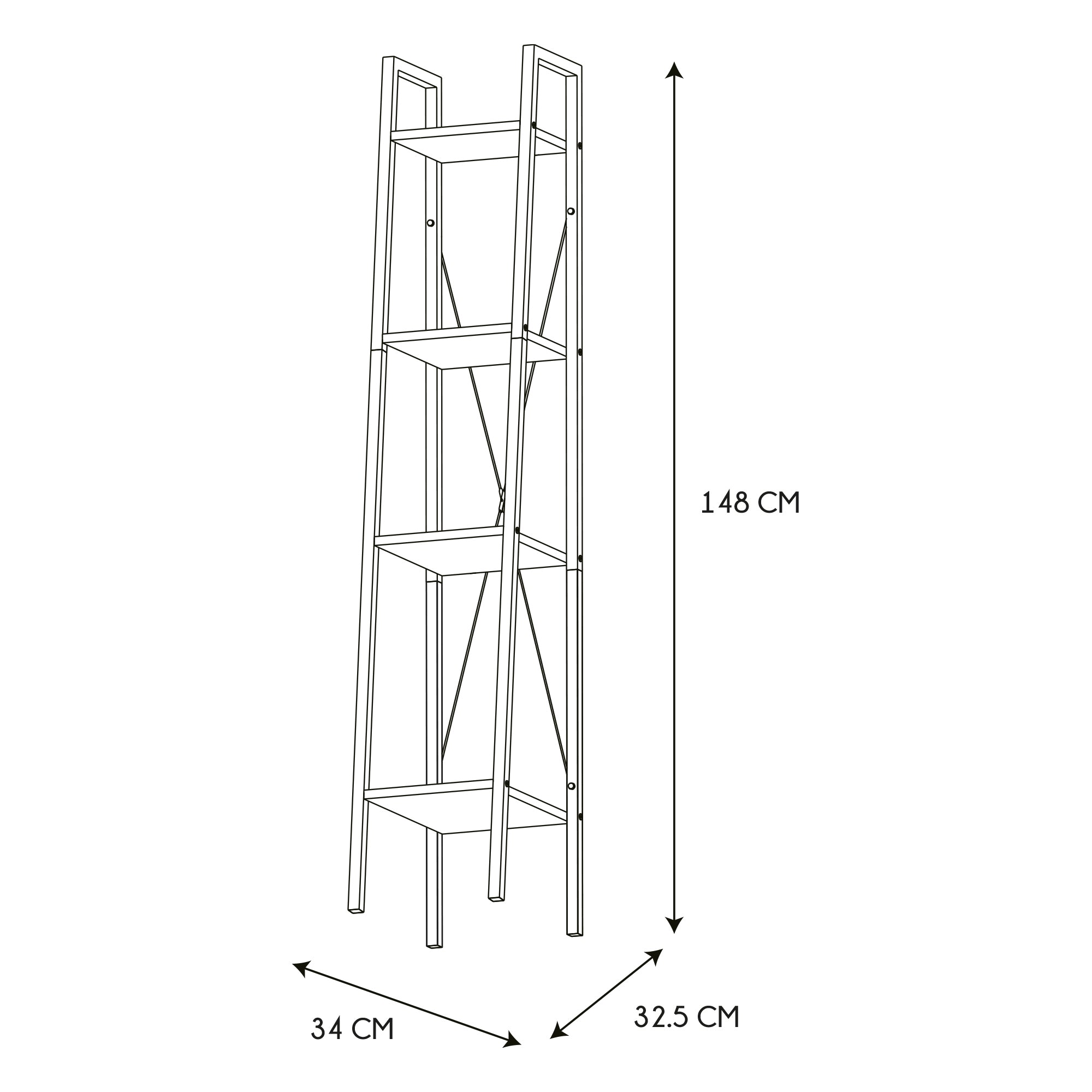 ETAGERE BOIS ET METAL LOKA 148X34X32
