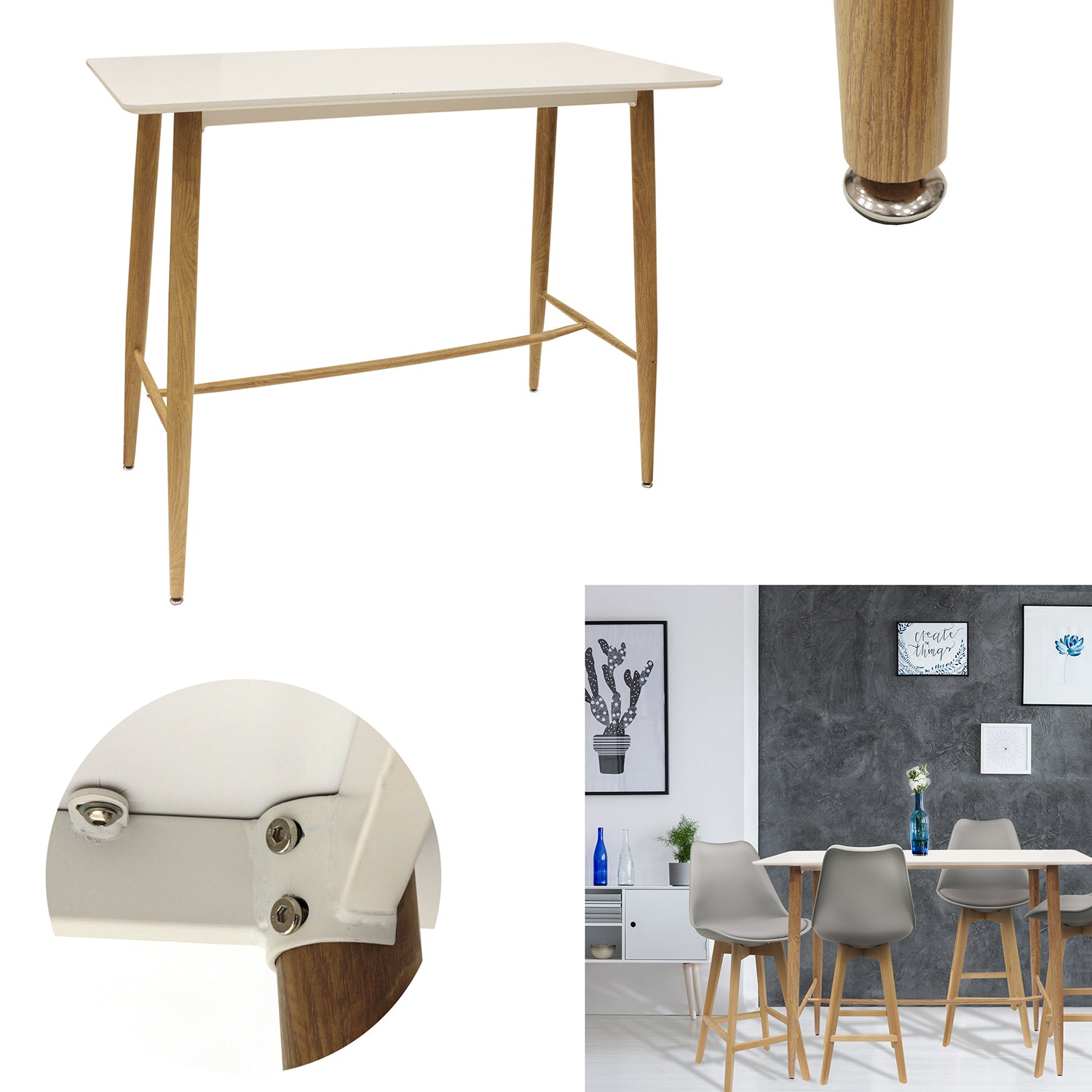 TABLE MANGE DEBOUT BLANC 115X60X102CM