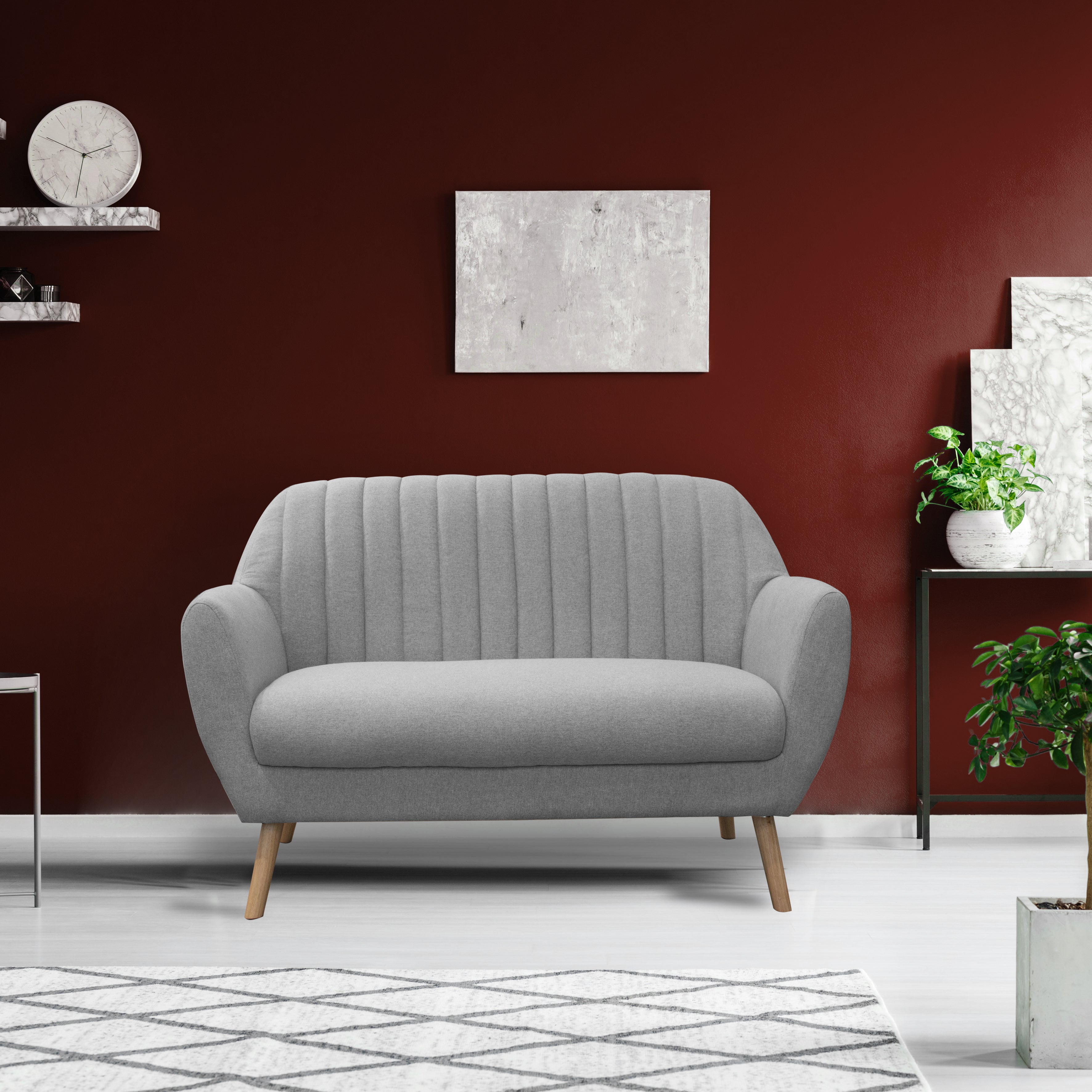 CANAPE 2 PLACES SOFIA TISSU GRIS