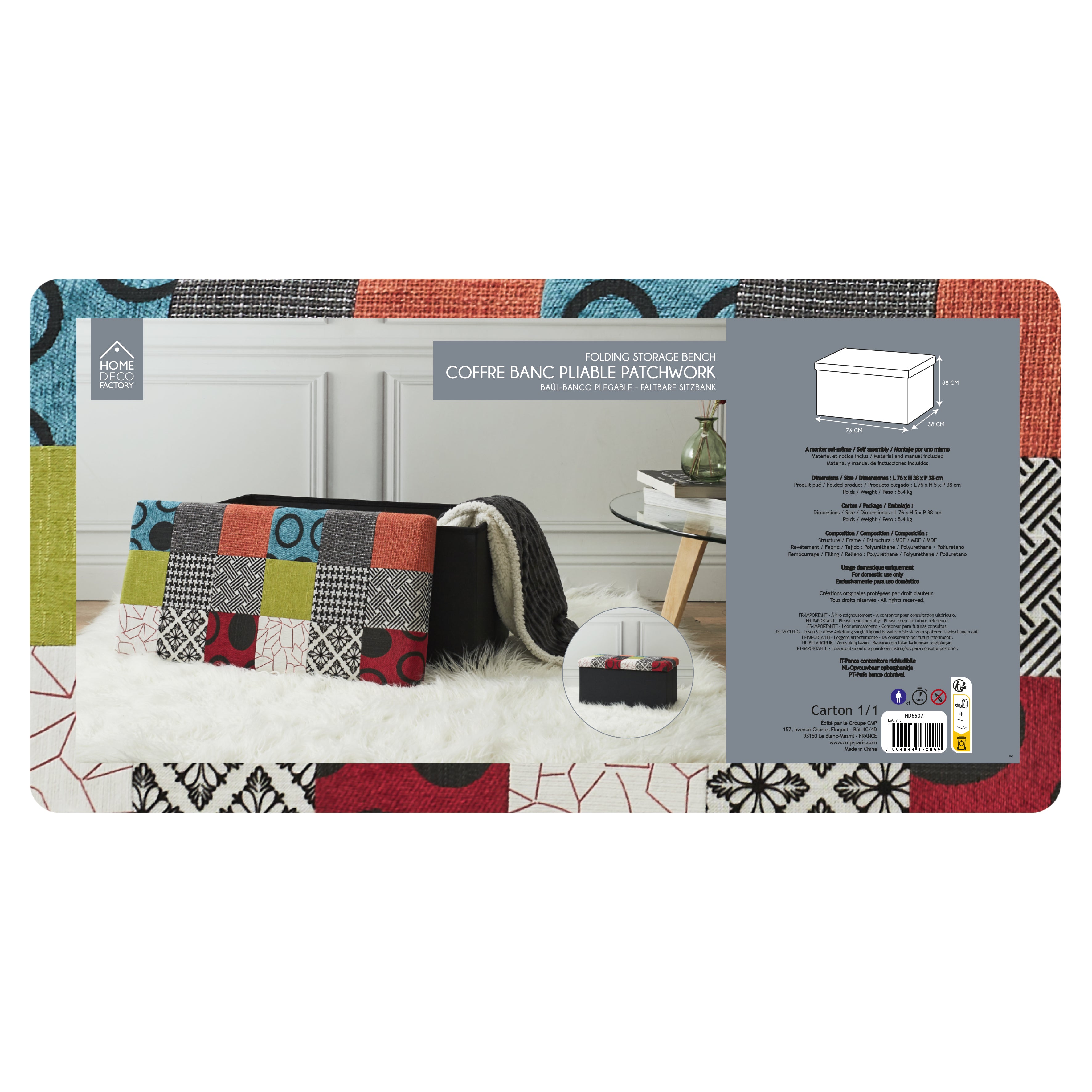 COFFRE BANC PLIABLE PATCHWORK