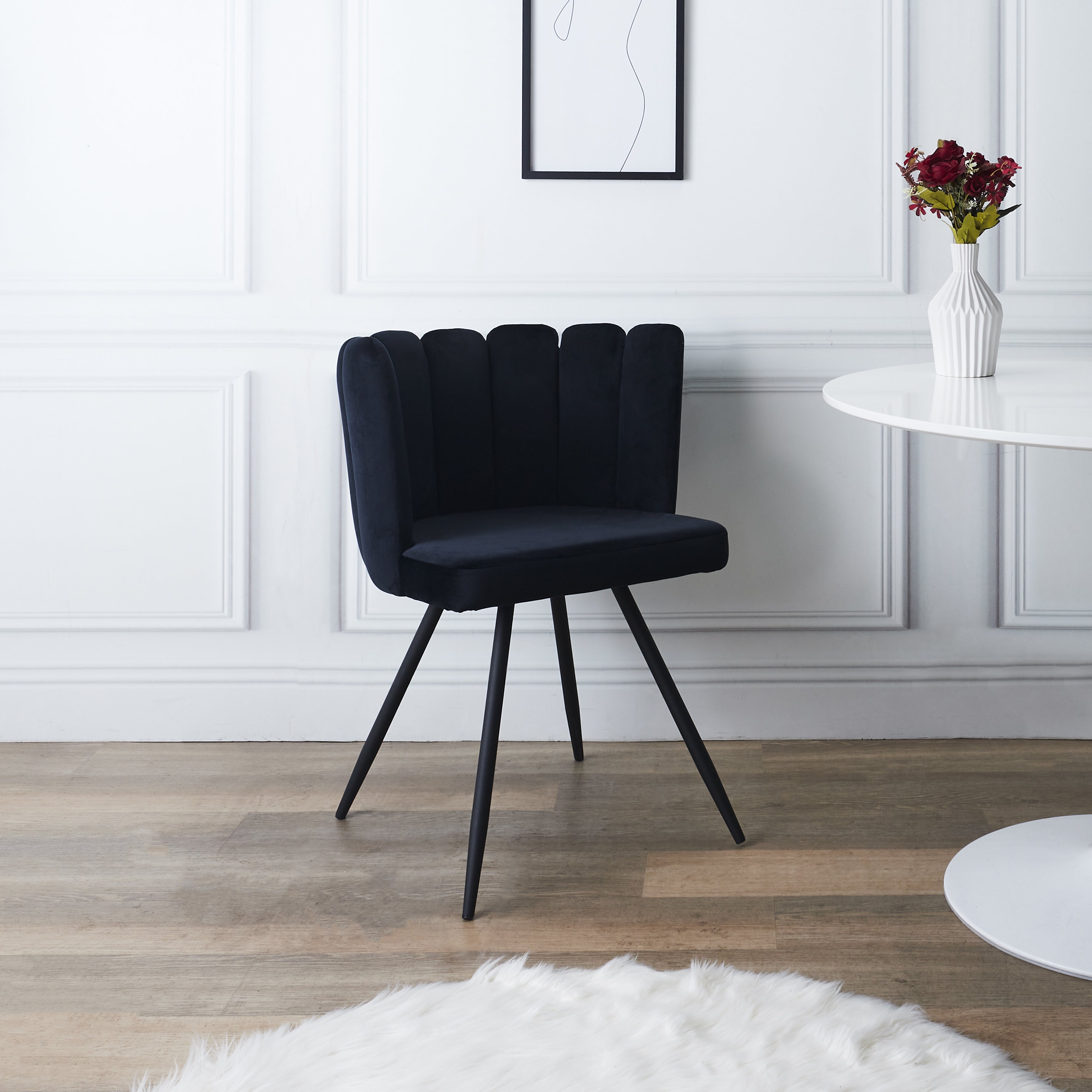 CHAISE ARIEL VELOURS NOIR - LOT DE 2