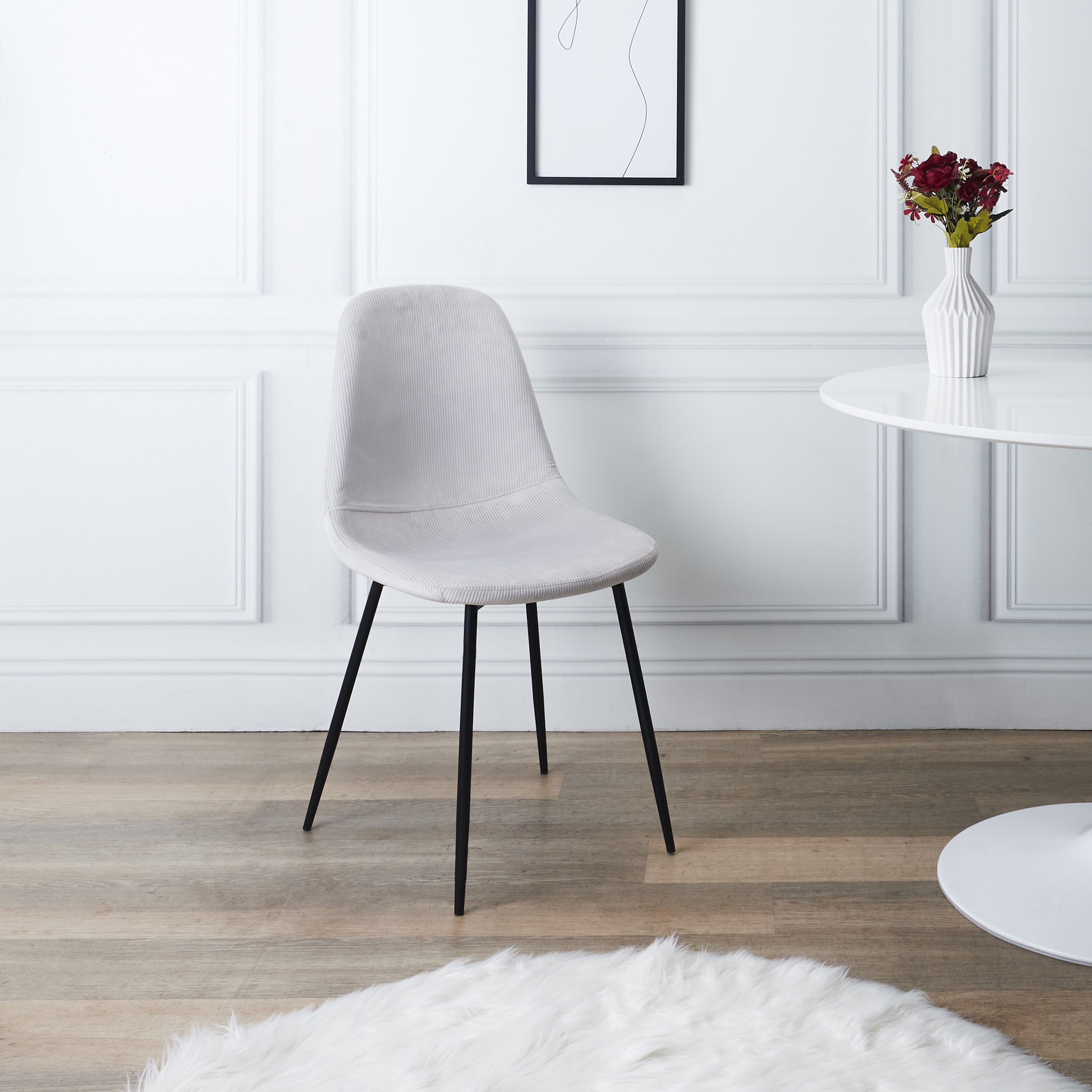 CHAISE VELOURS COTELE GIULIA GRIS CLAIR - LOT DE 4