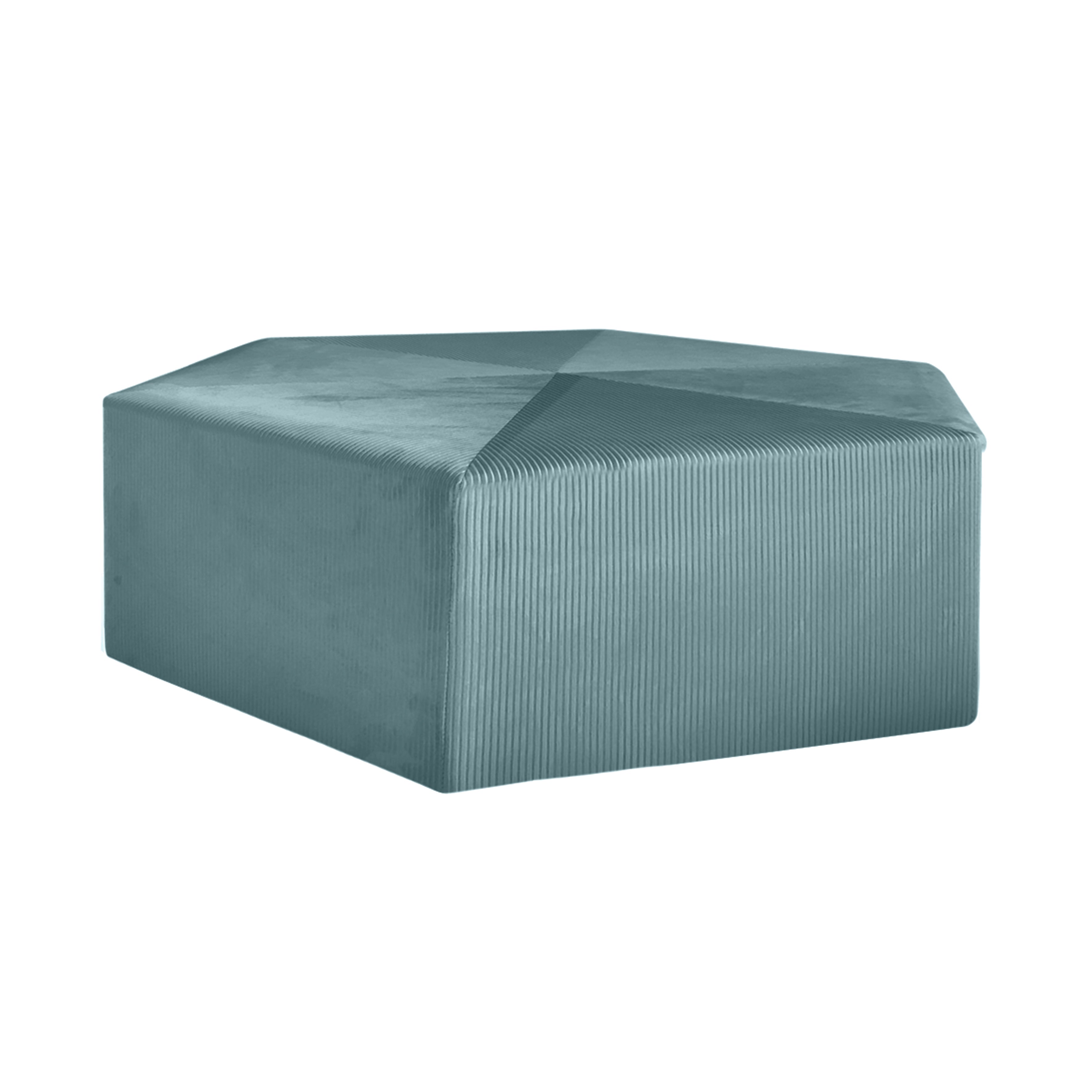 POUF VELOURS COTELE 75CM GIULIA BLEU CANARD