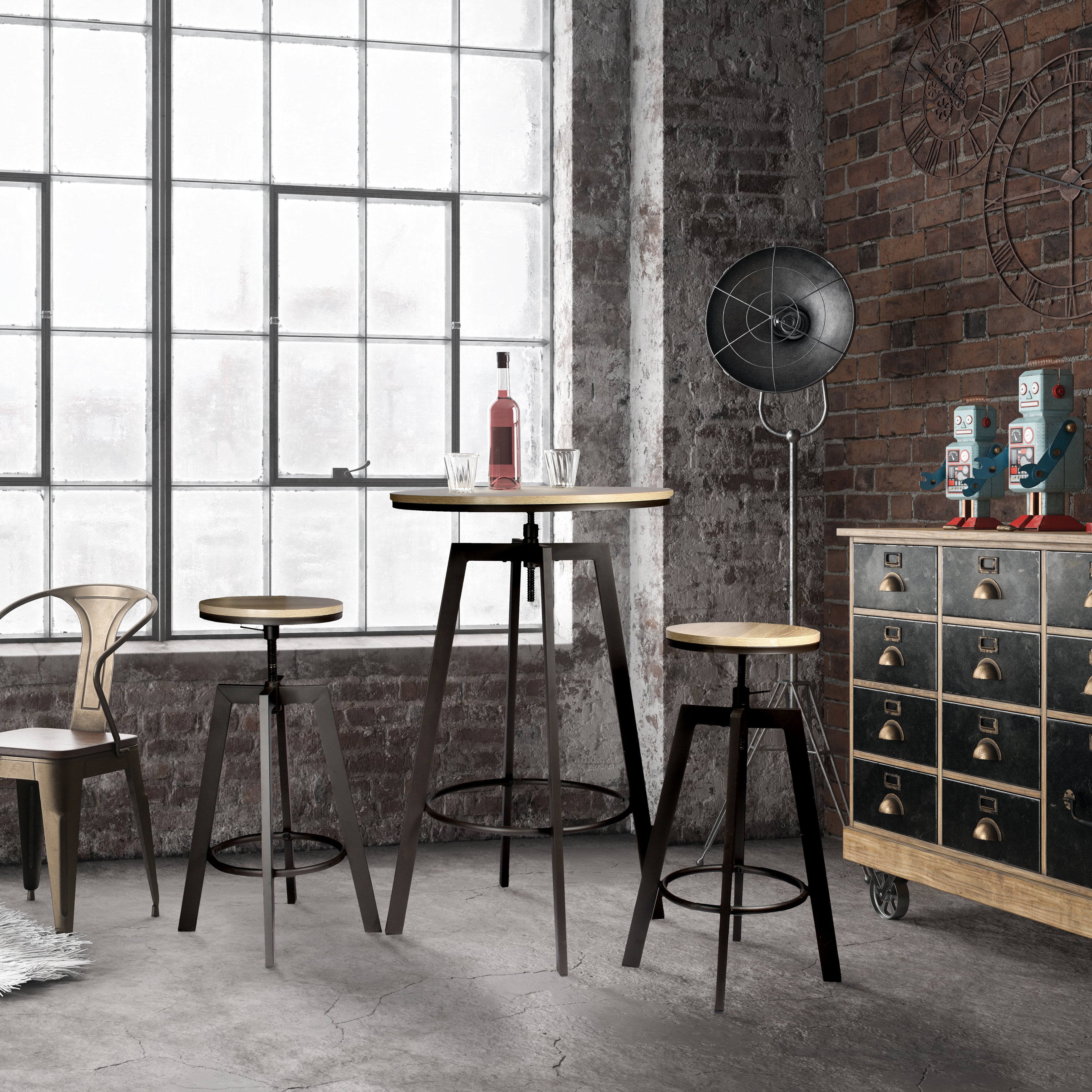 TABLE MANGE DEBOUT 2 TABOURETS REGLABLES ARIA