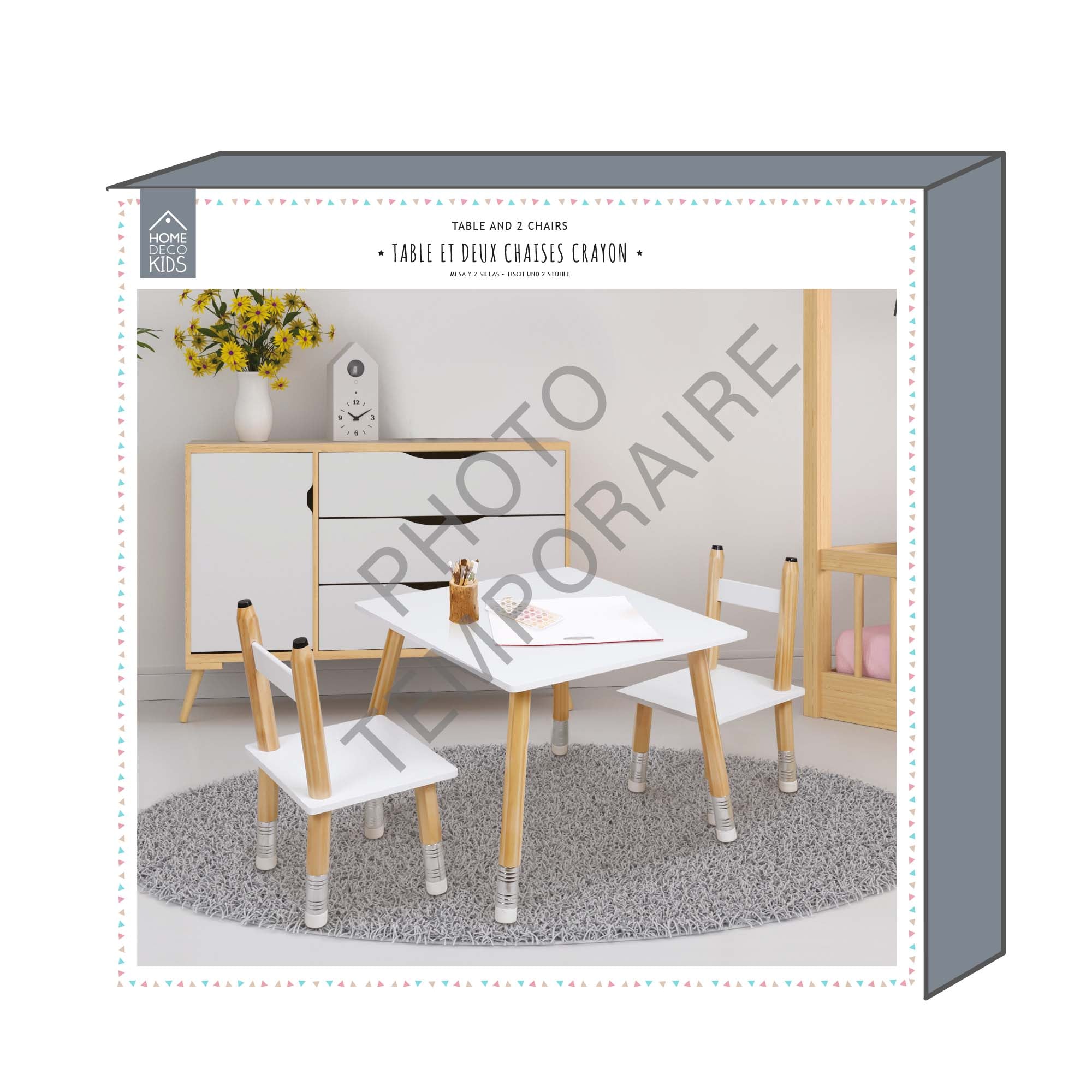 TABLE ET 2 CHAISES CRAYON