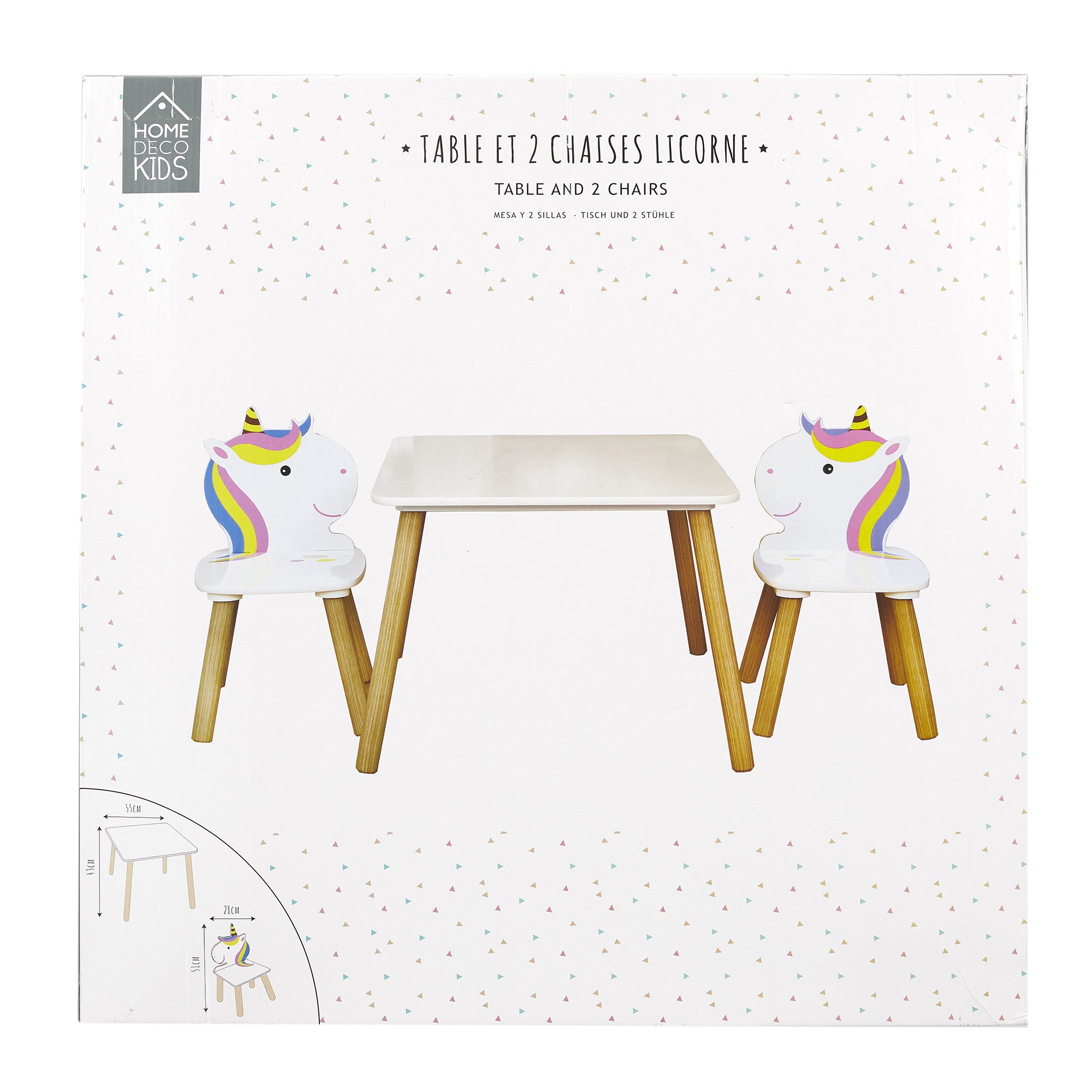 TABLE ET 2 CHAISES LICORNE LILY