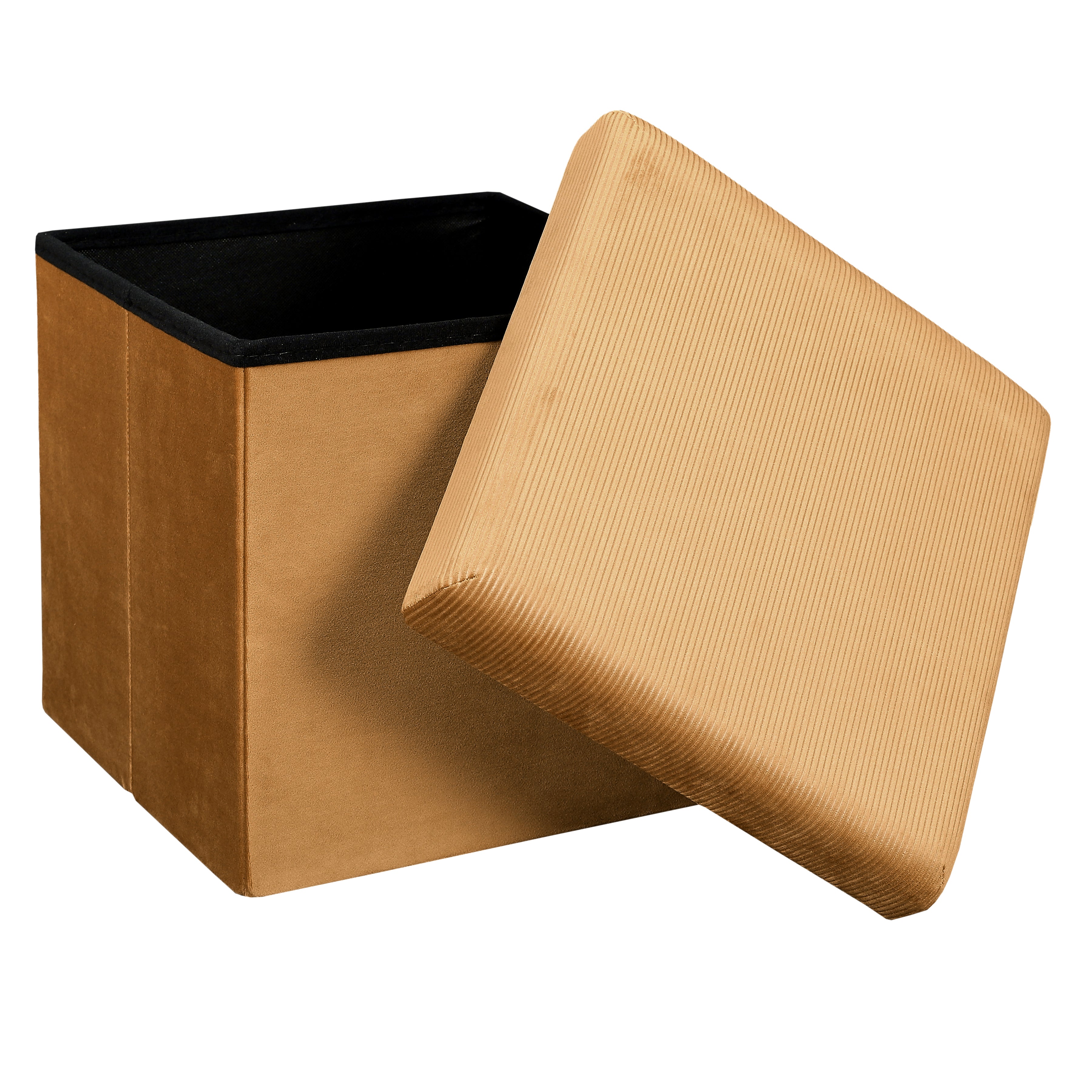 COFFRE POUF PLIABLE VELOURS COTELE GIULIA JAUNE