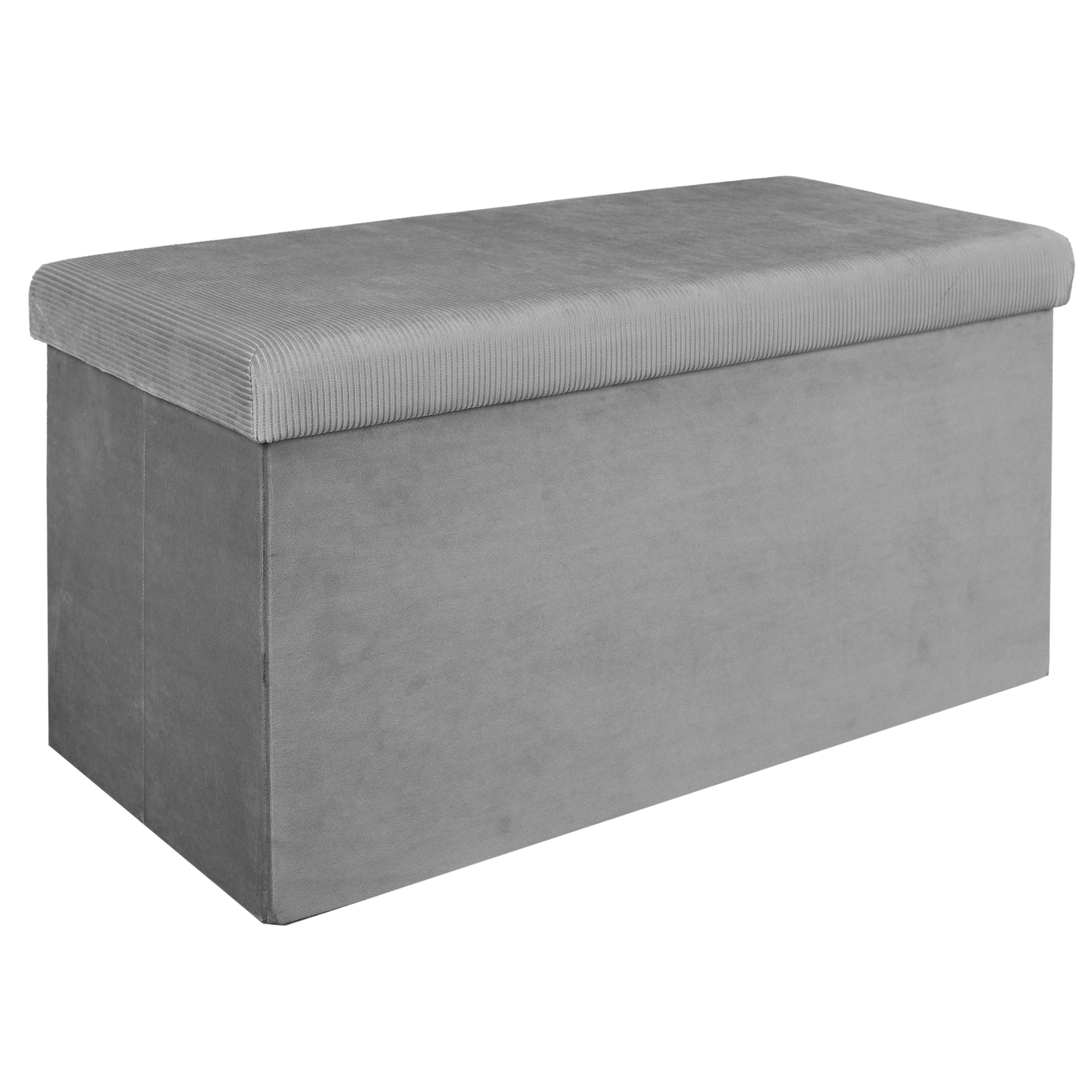COFFRE BANC PLIABLE VELOURS COTELE GIULIA GRIS