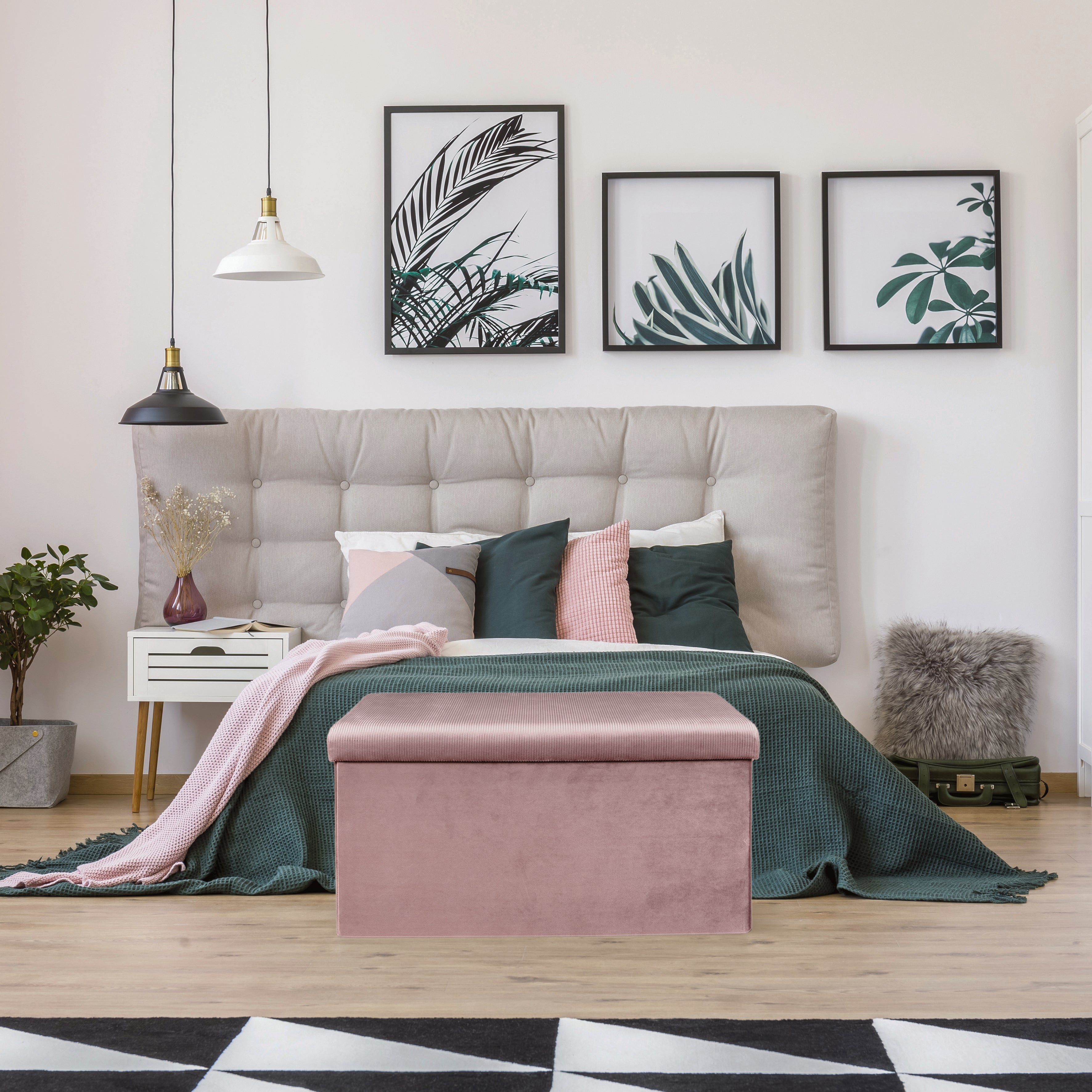 COFFRE BANC PLIABLE VELOURS COTELE GIULIA ROSE