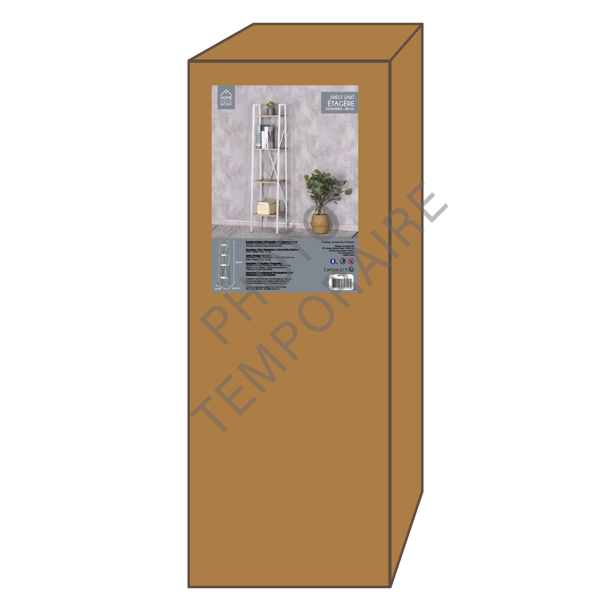 ETAGERE BOIS ET METAL BLANC 148X34X32
