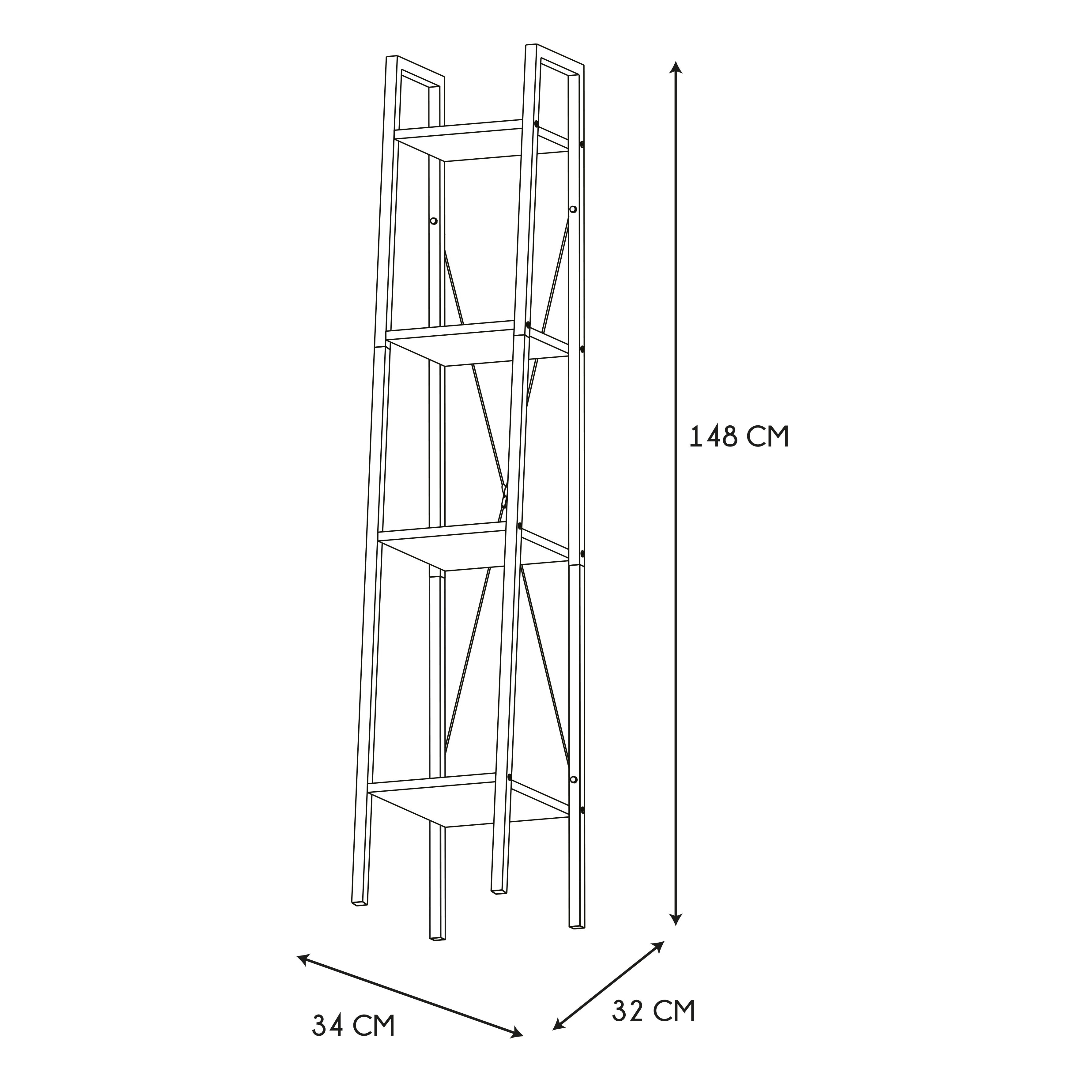 ETAGERE BOIS ET METAL BLANC 148X34X32