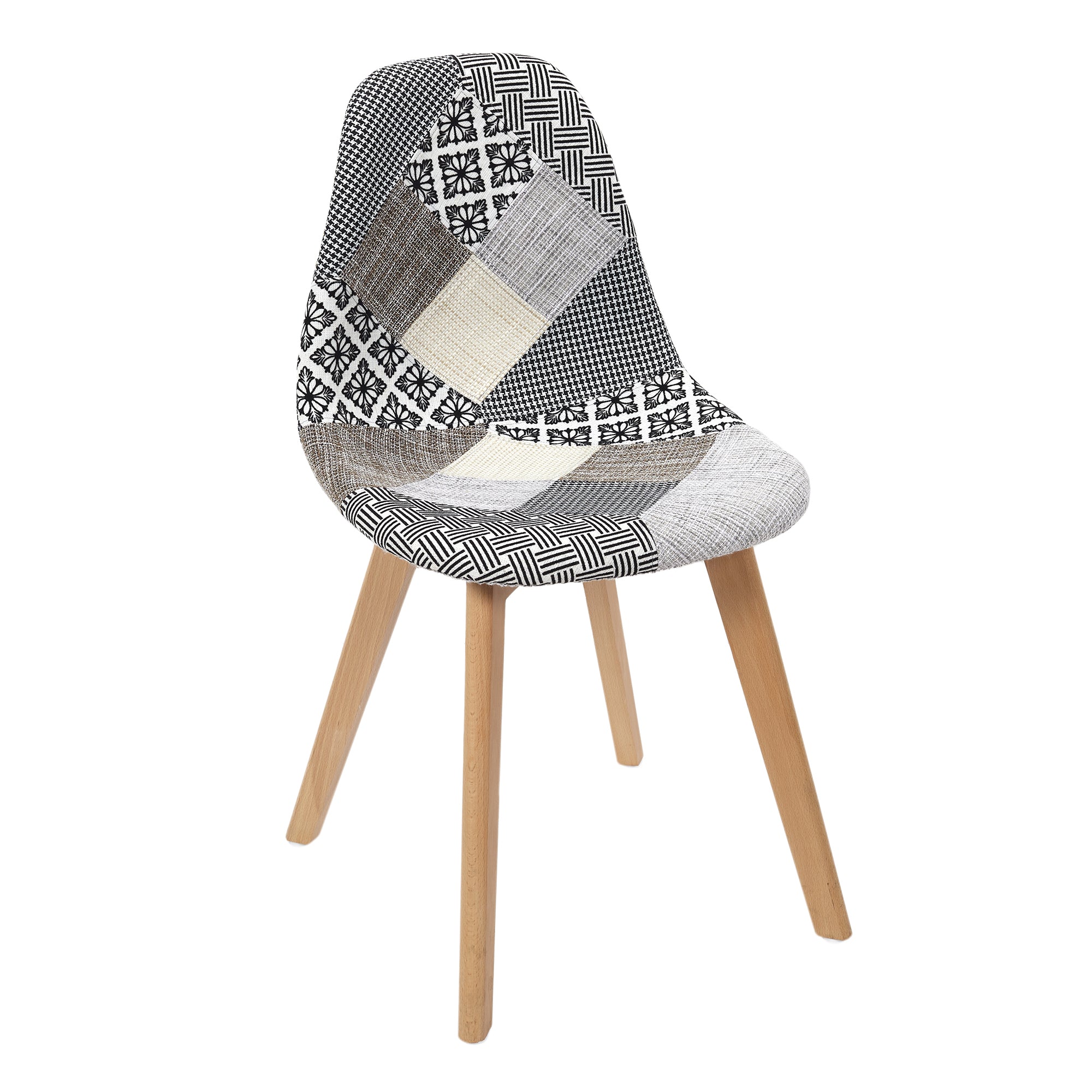 CHAISE PATCHWORK GRIS - LOT DE 4
