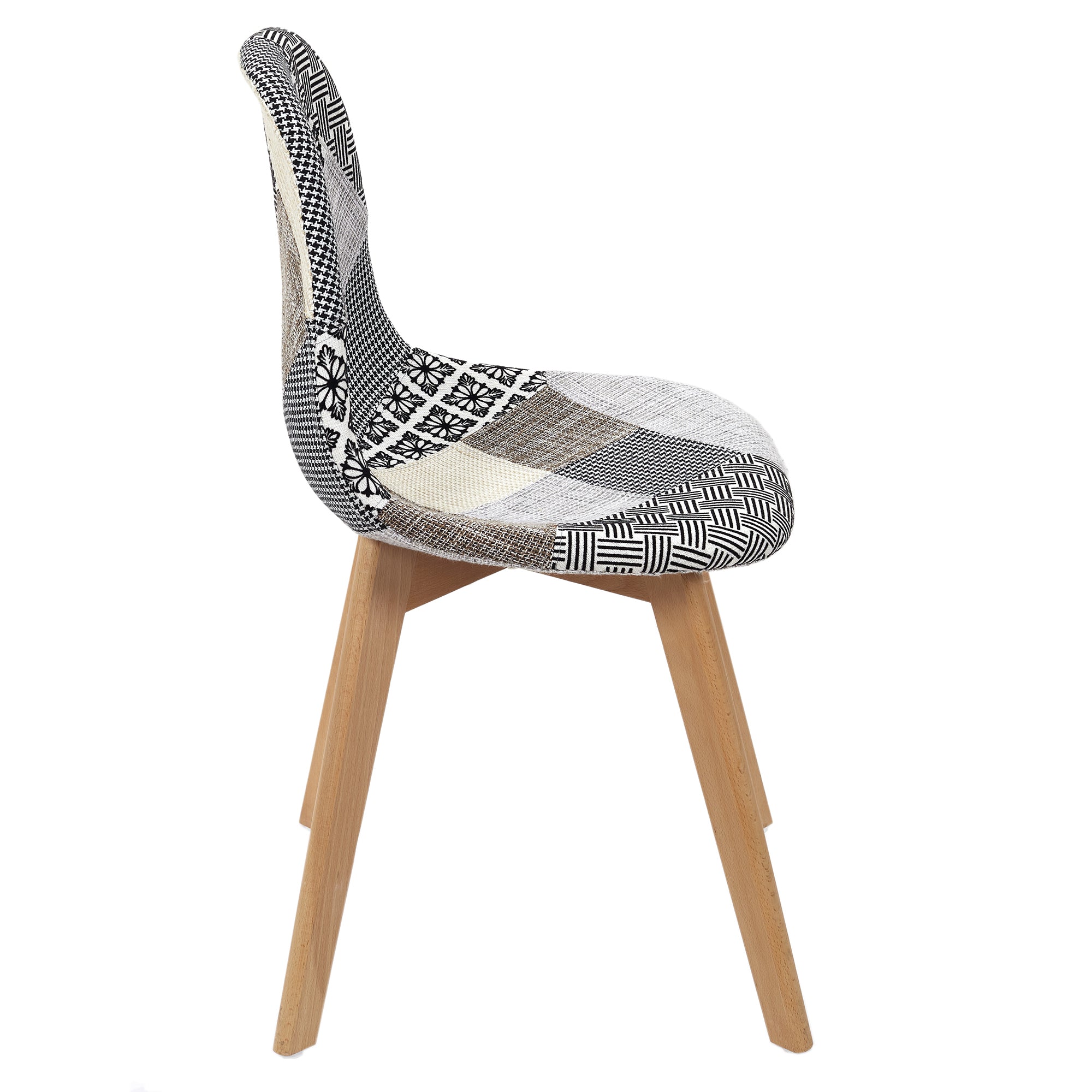 CHAISE PATCHWORK GRIS - LOT DE 4