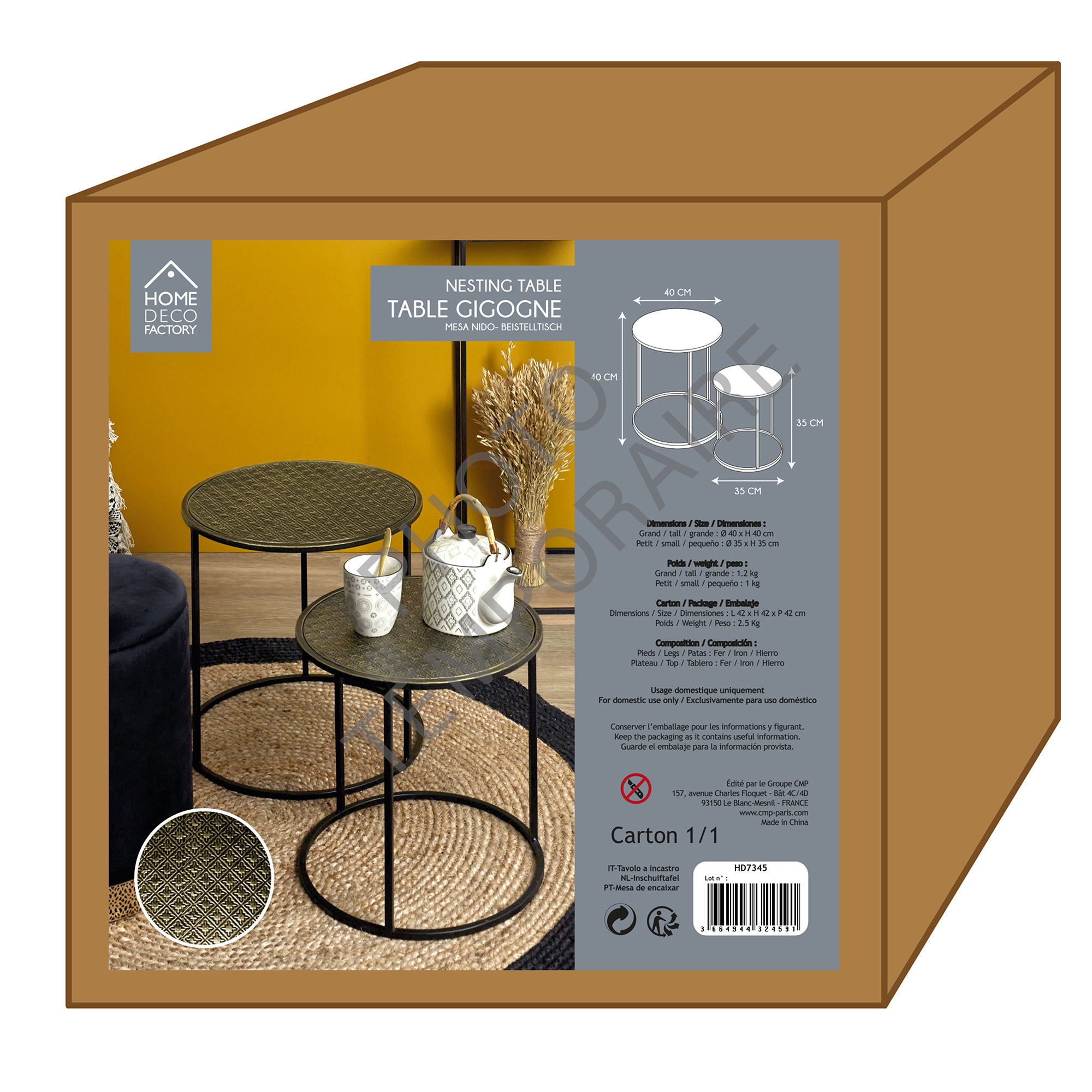 TABLE GIGOGNE METAL MARTELE MIRAGE X2
