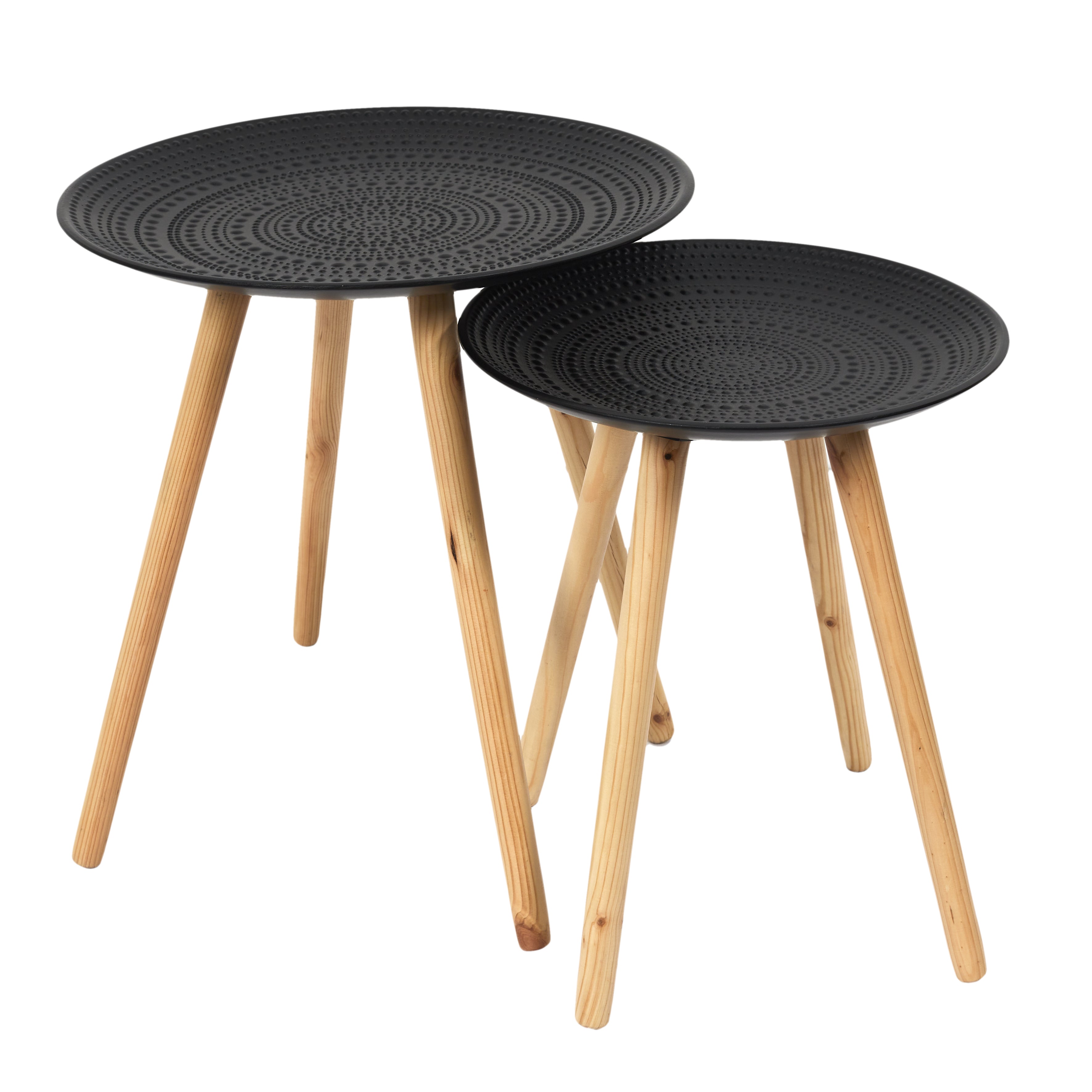 TABLE GIGOGNE RONDE RELIEF NOIR X2