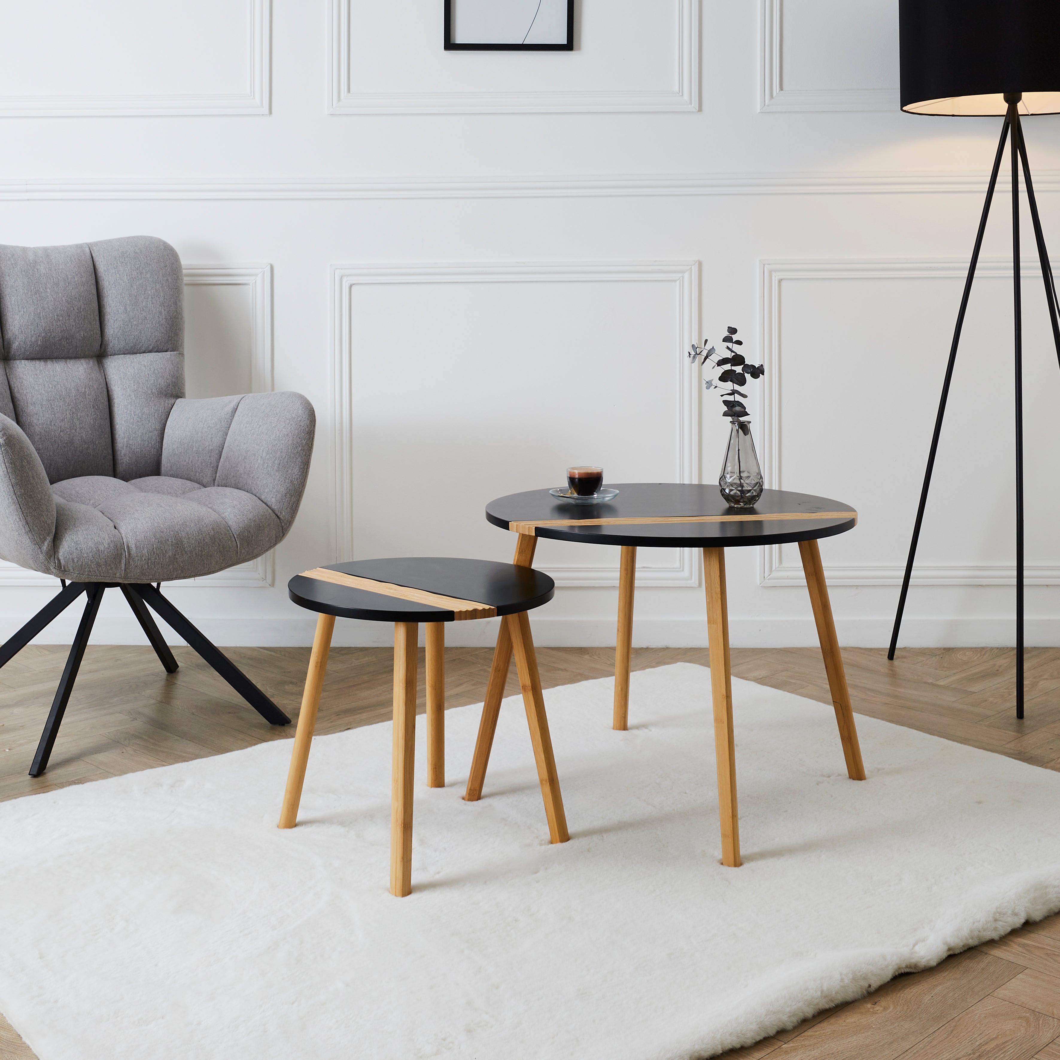 TABLE GIGOGNE BICOLORE RELIEF NOIR X2