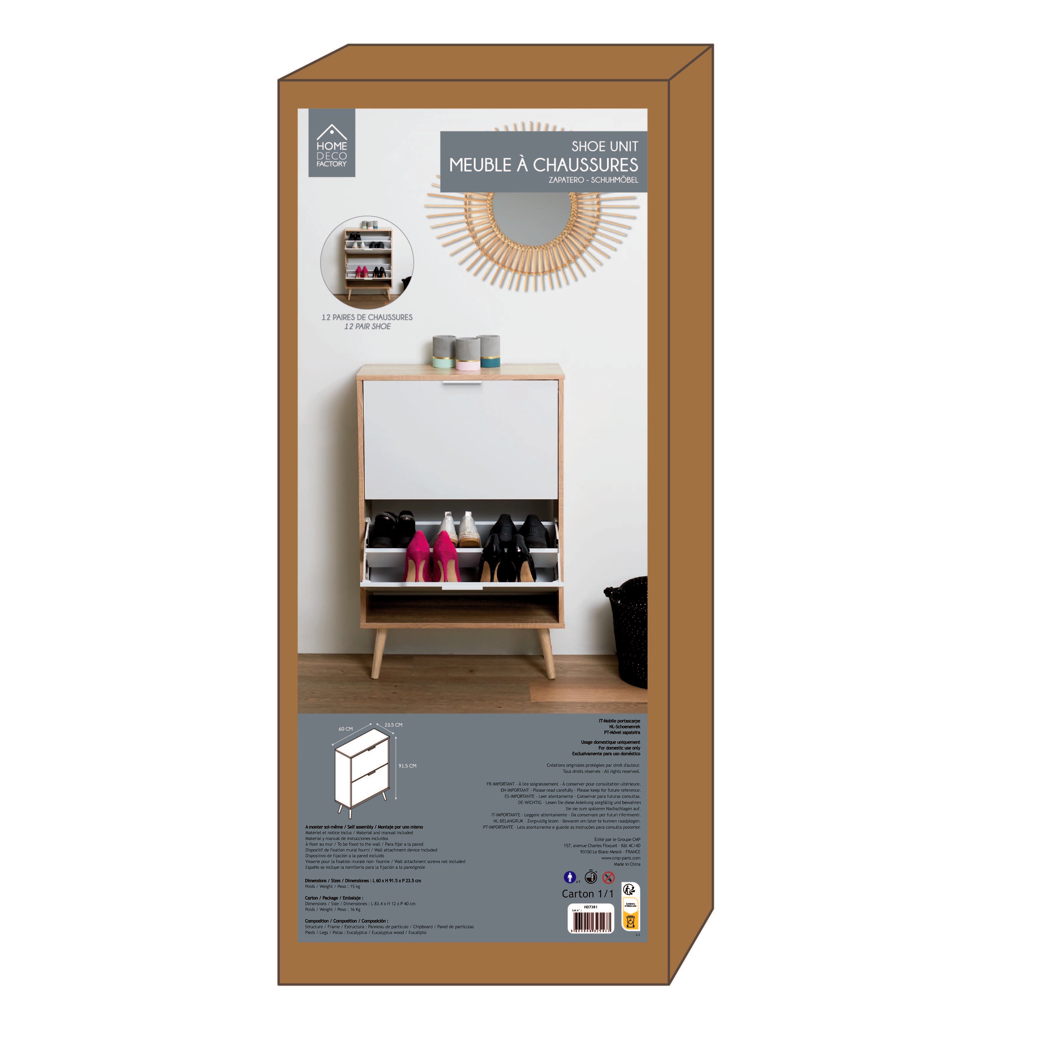 MEUBLE A CHAUSSURES 2 PORTES
