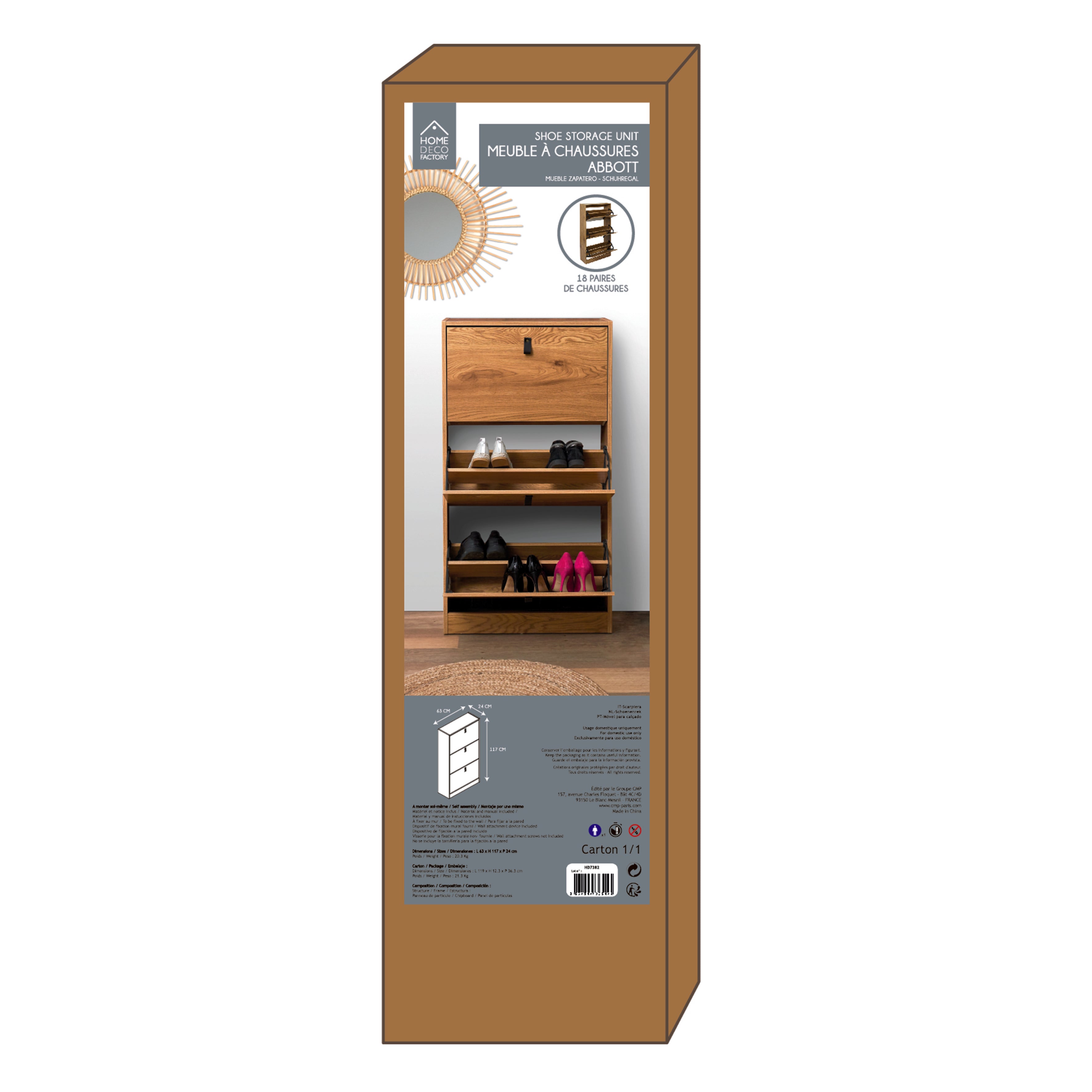MEUBLE A CHAUSSURES 3 PORTES ABBOTT
