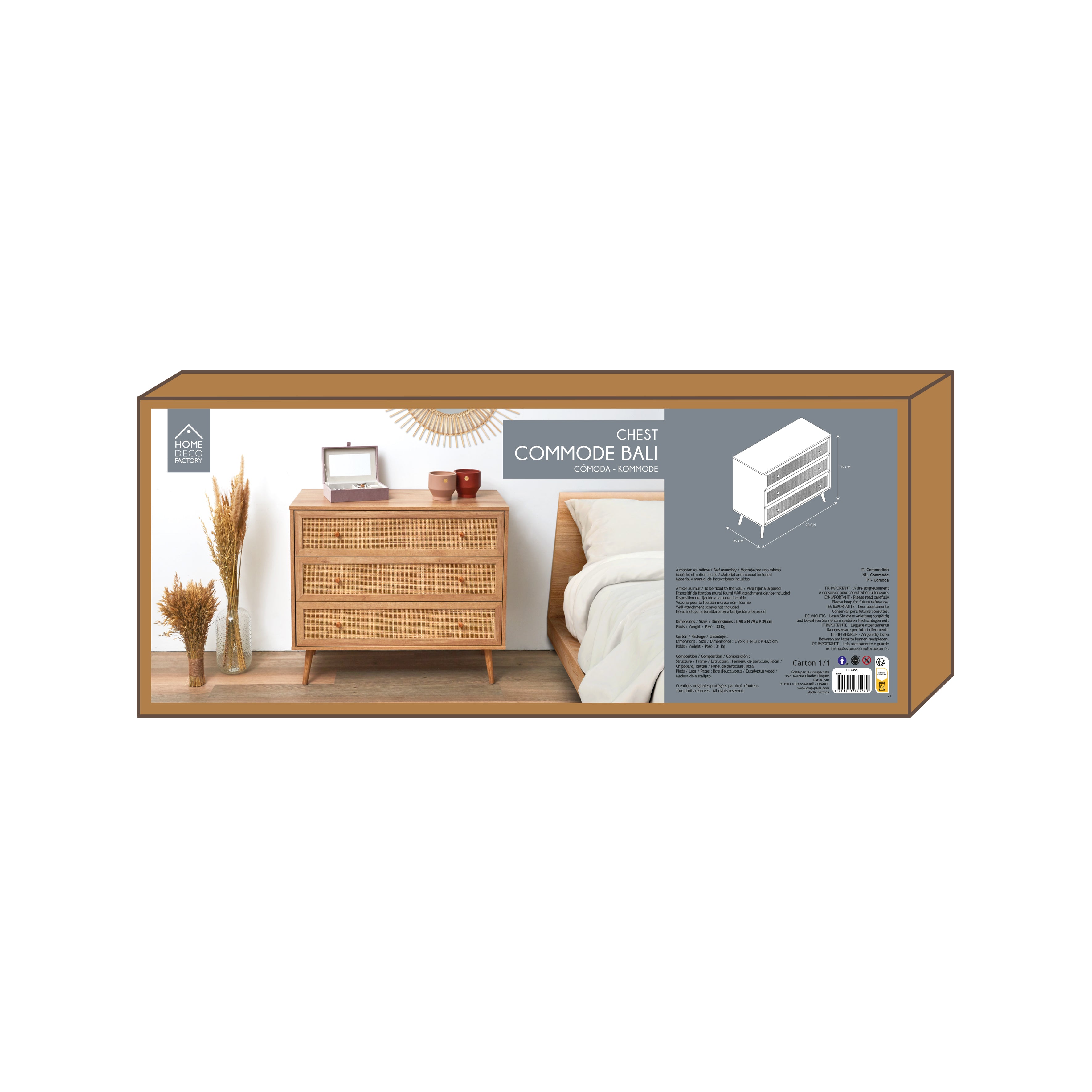 COMMODE 3 TIROIRS BALI