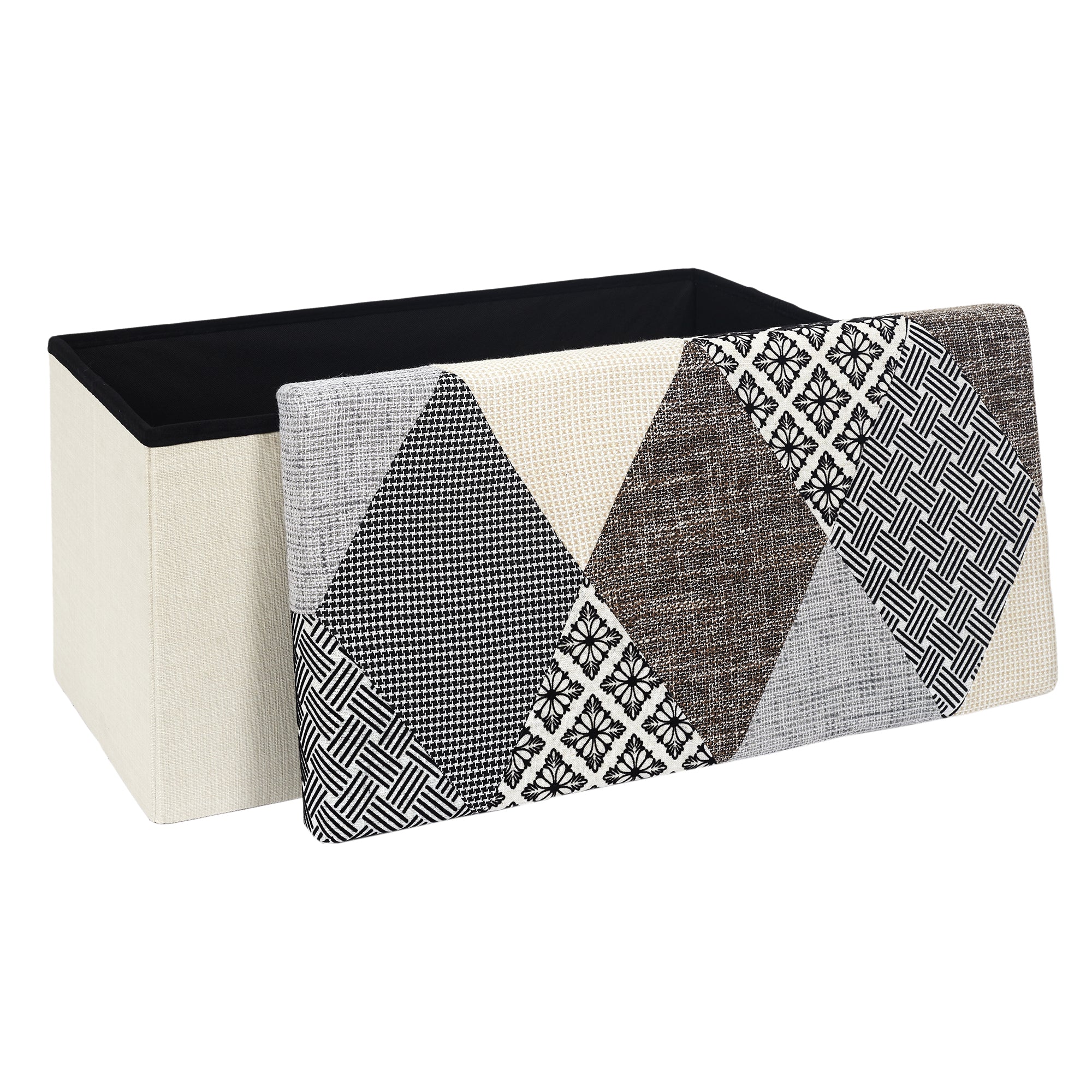 COFFRE BANC PLIABLE PATCHWORK GRIS