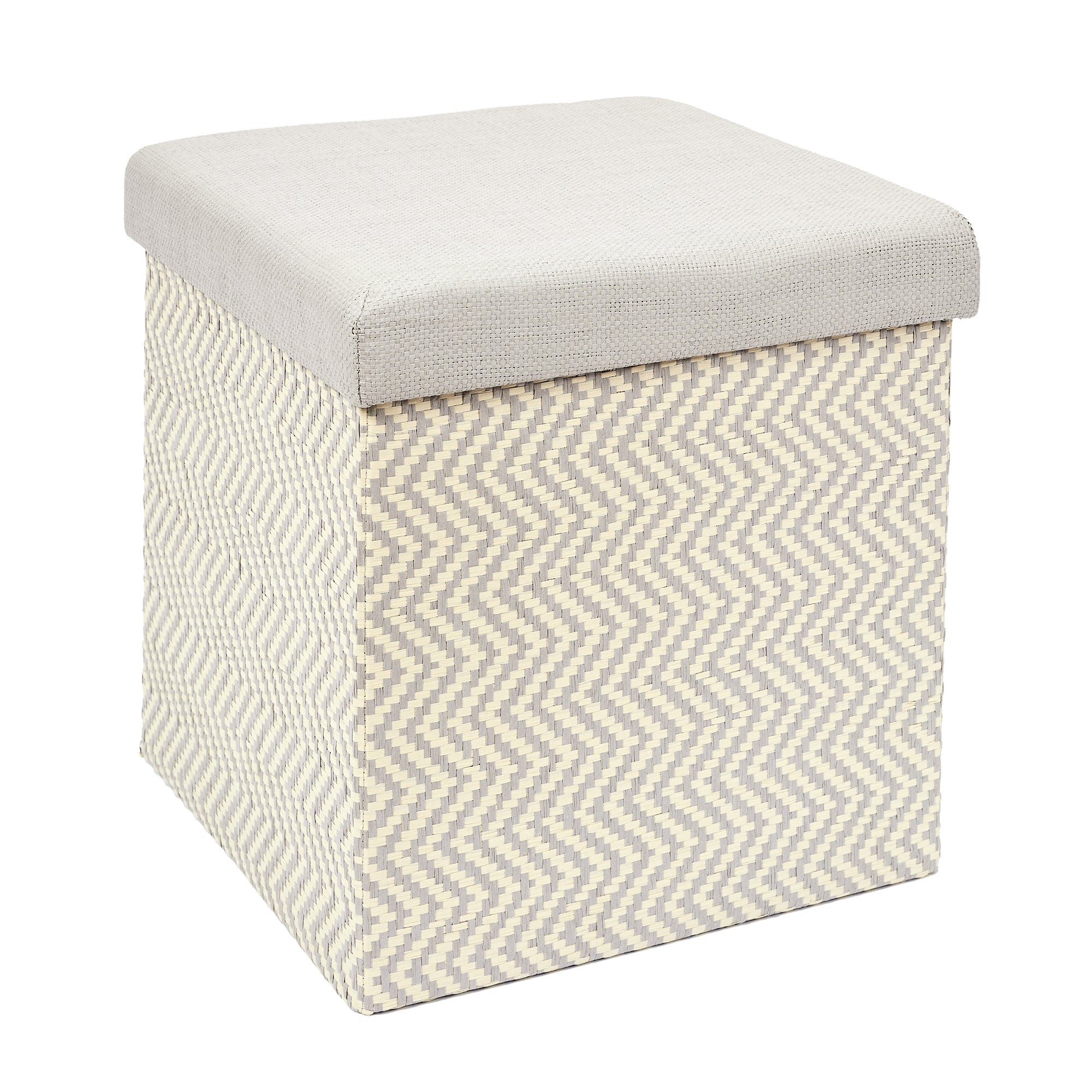 COFFRE POUF PLIABLE TRESSE GRIS