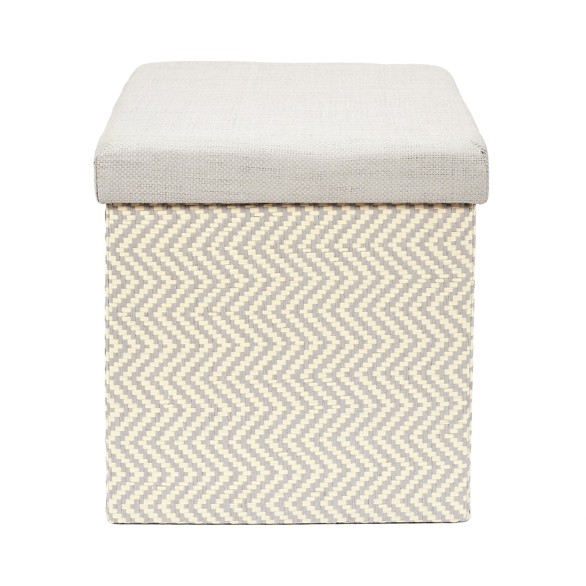 COFFRE POUF PLIABLE TRESSE GRIS