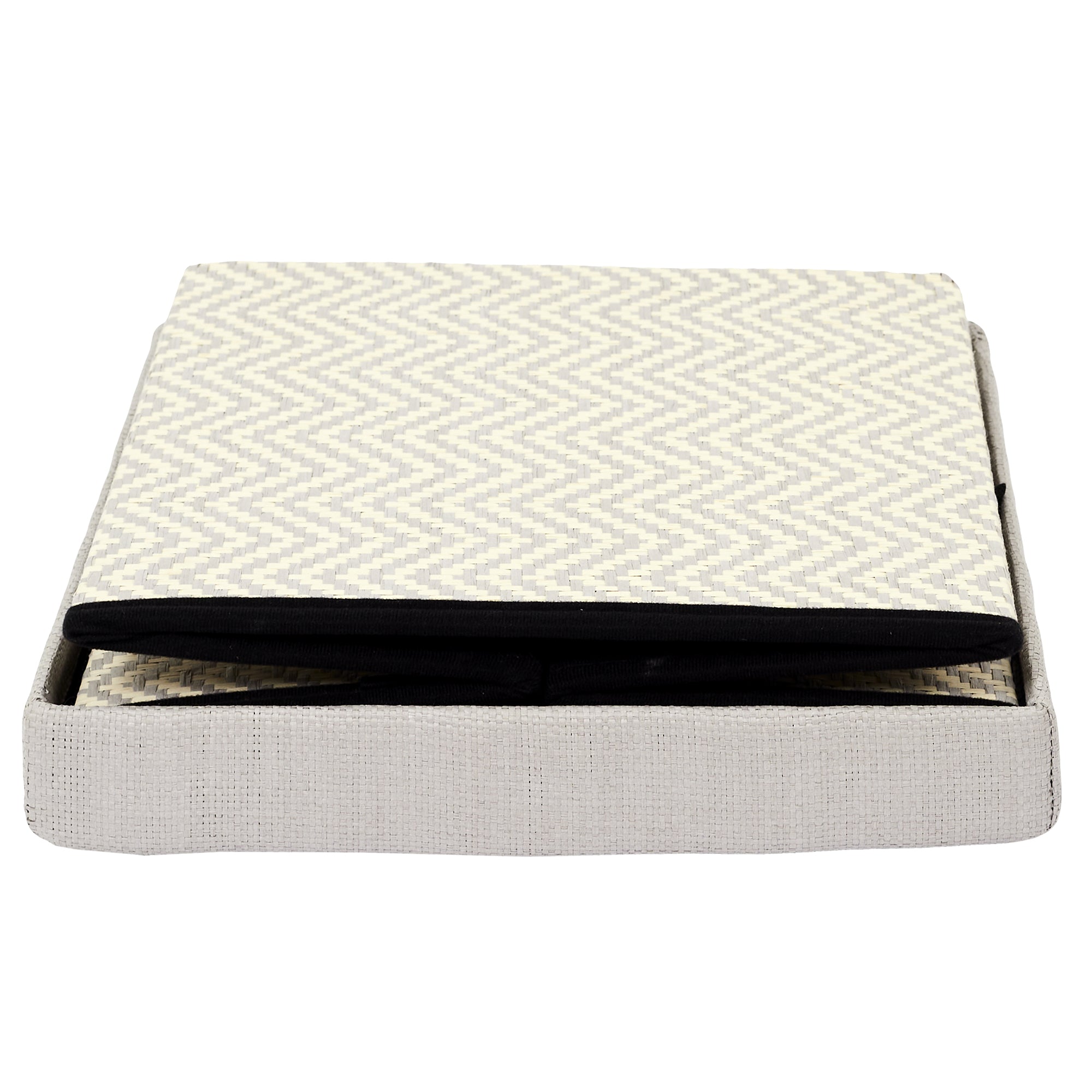 COFFRE POUF PLIABLE TRESSE GRIS