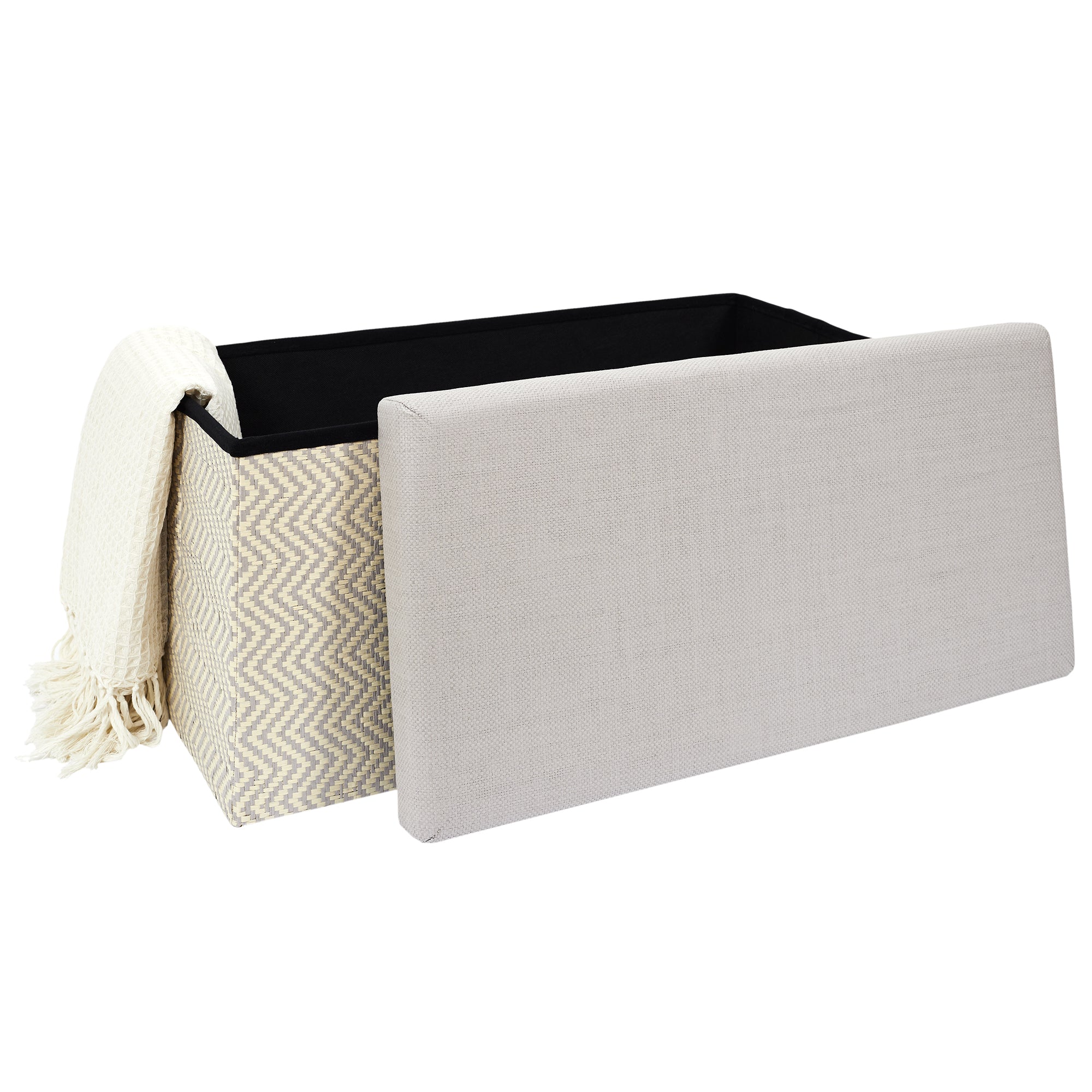COFFRE BANC PLIABLE TRESSE GRIS