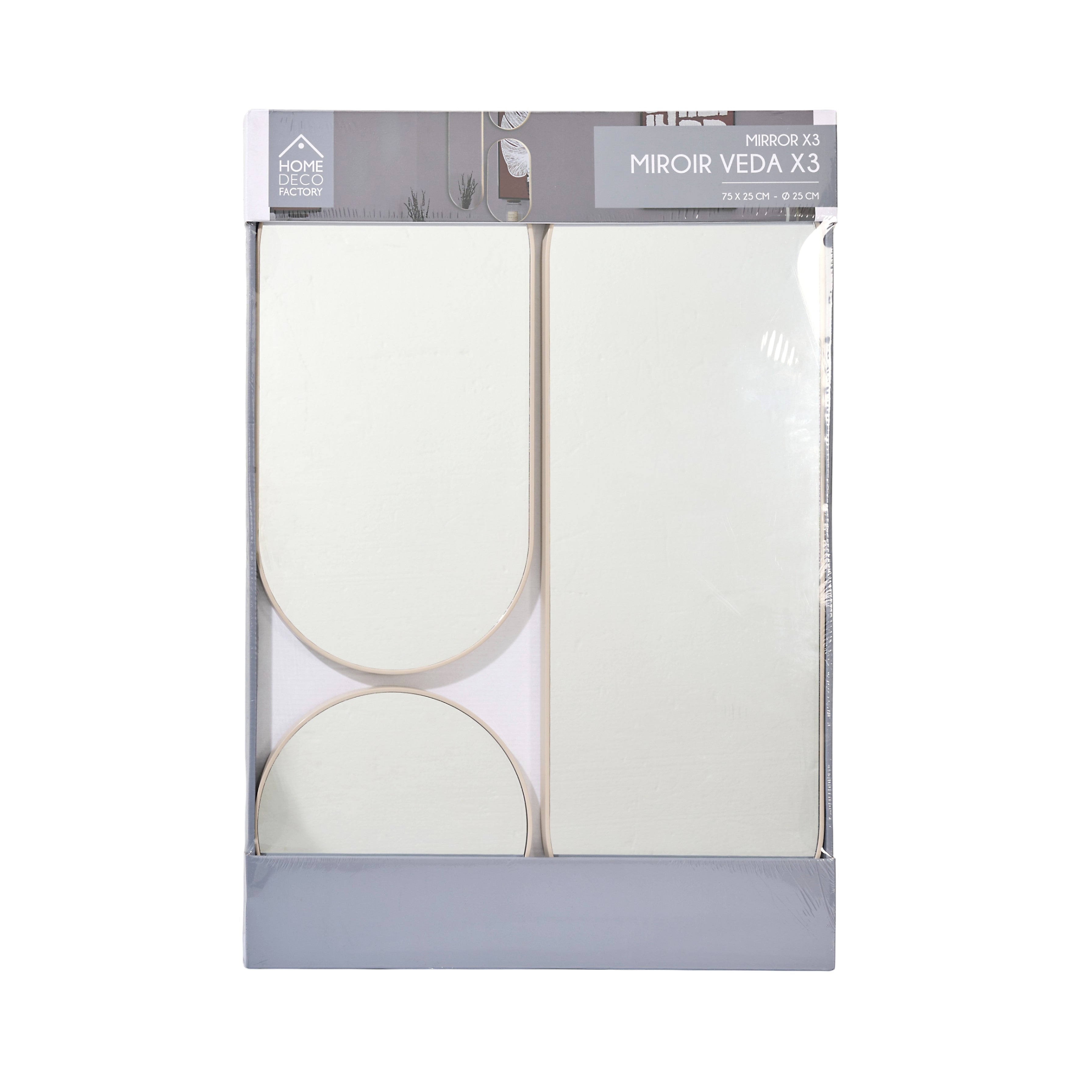 MIROIR ROND ET OVALE VEDA BEIGE X3
