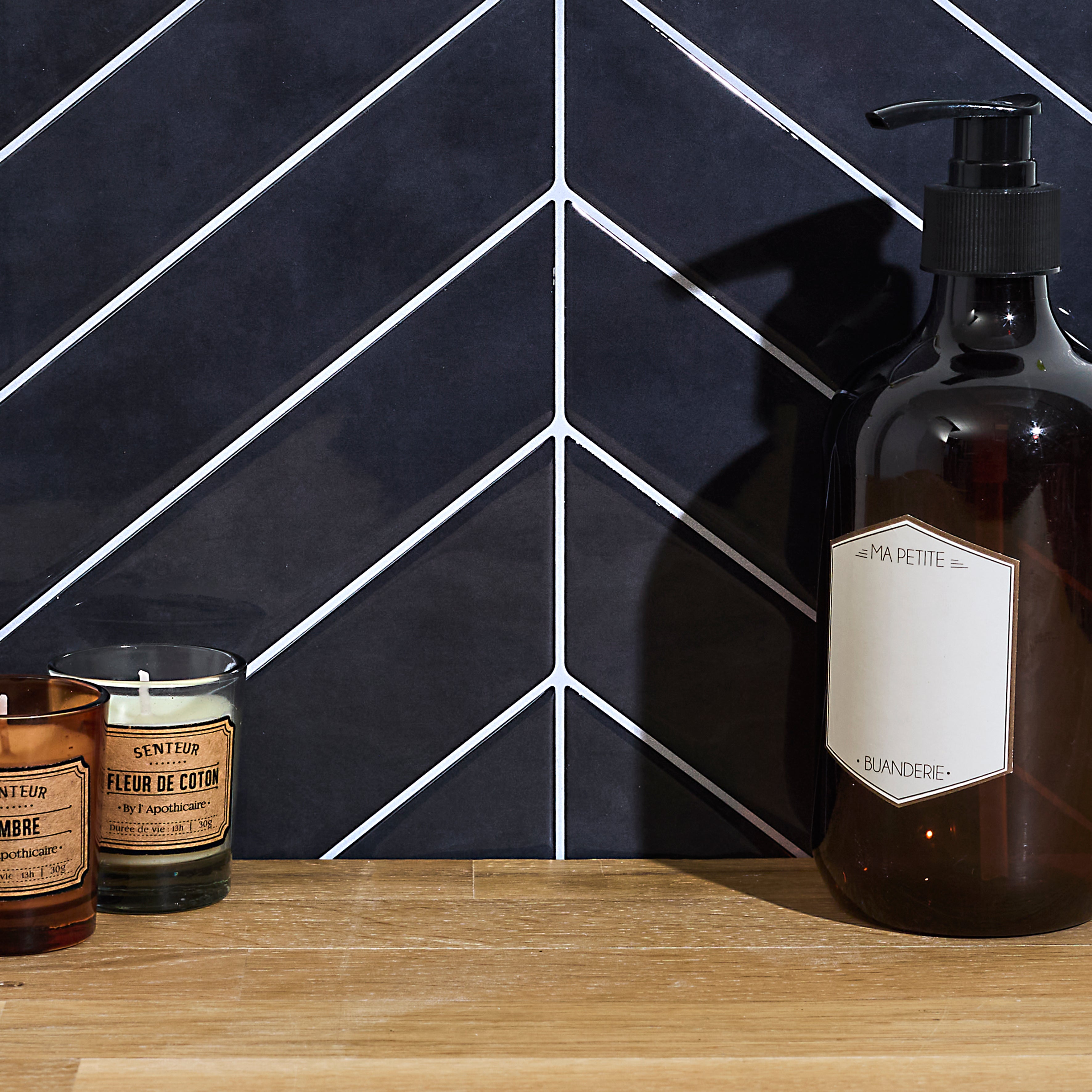 CREDENCE ADHESIVE SOUPLE CHEVRON NOIR X4