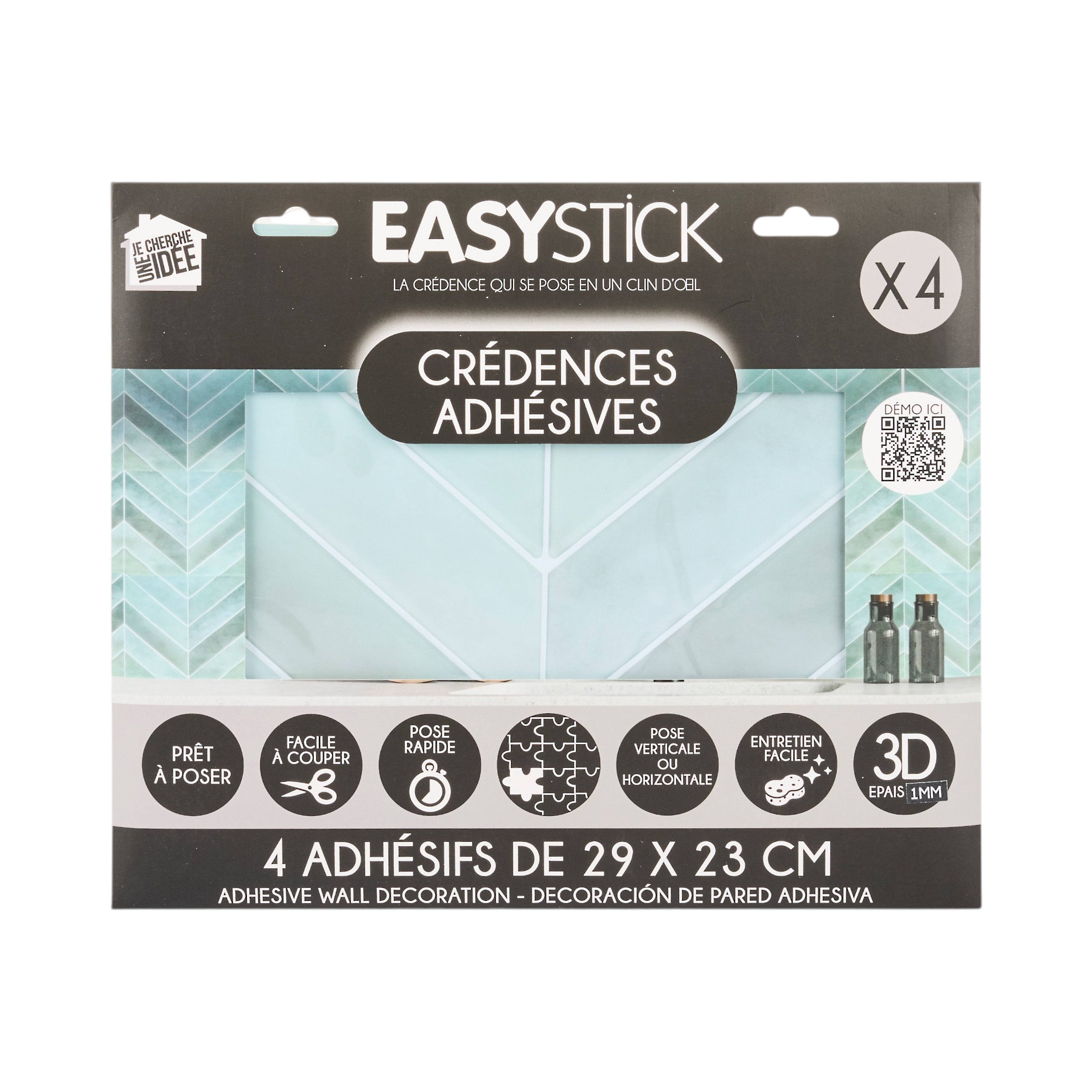 CREDENCE ADHESIVE SOUPLE CHEVRON VERT X4