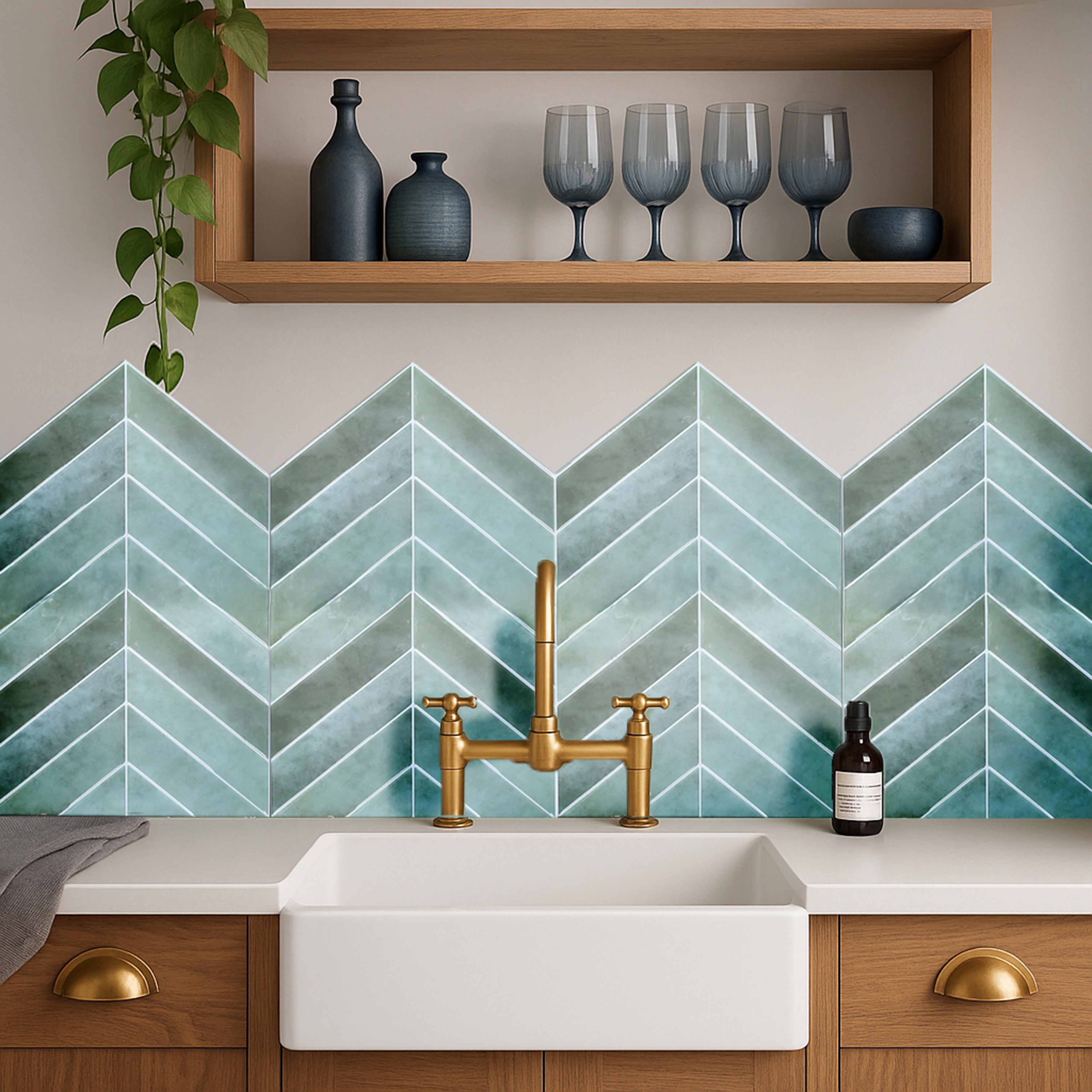 CREDENCE ADHESIVE SOUPLE CHEVRON VERT X4
