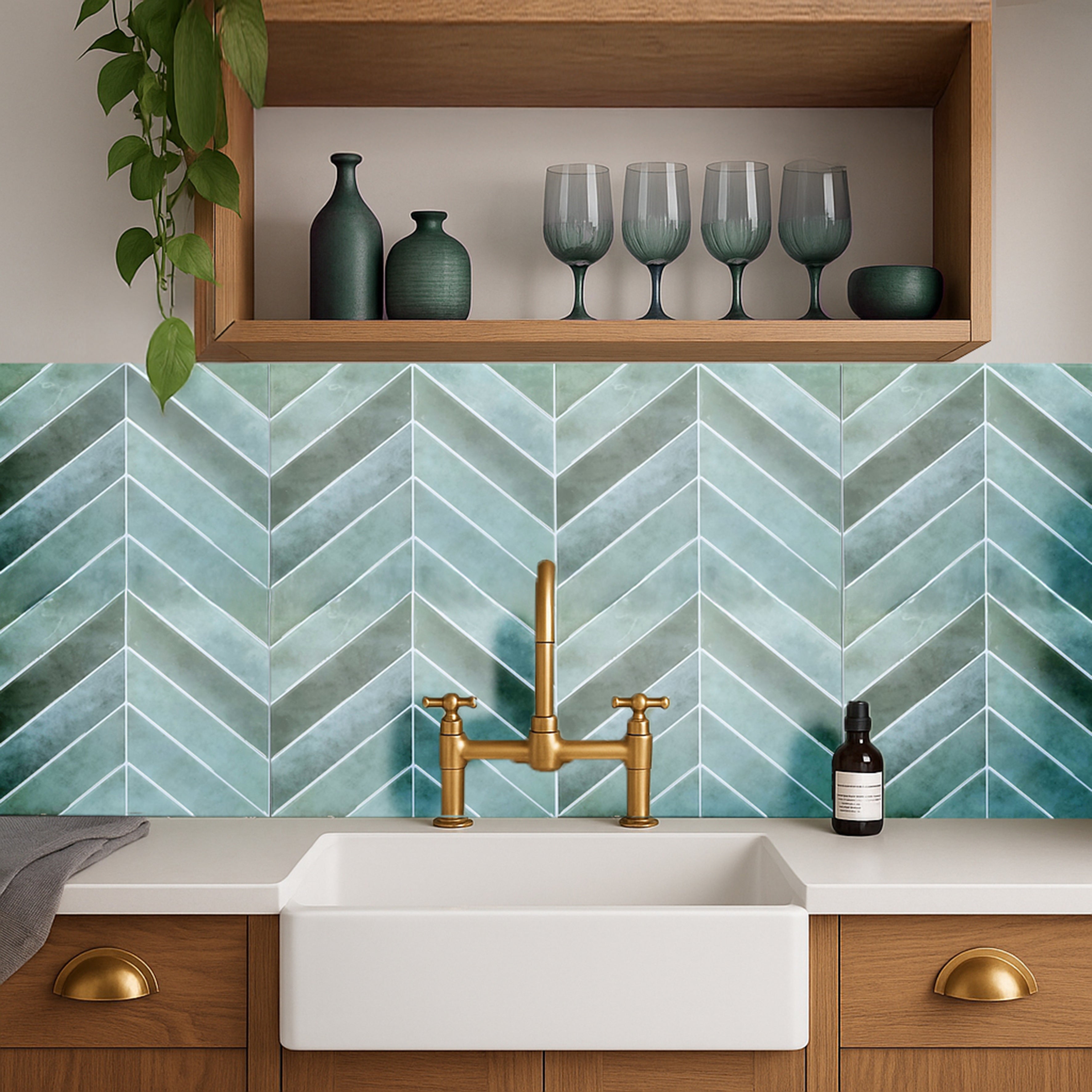 CREDENCE ADHESIVE SOUPLE CHEVRON VERT X4