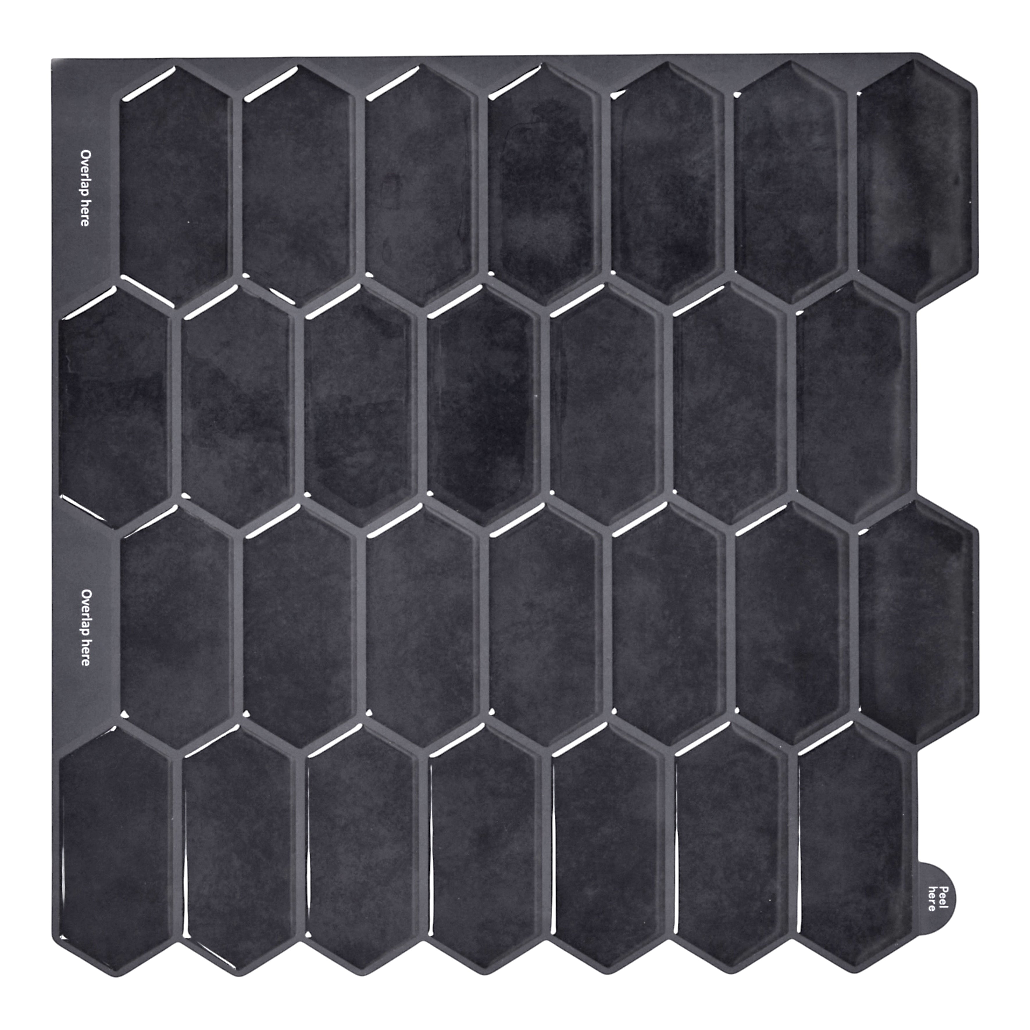 CREDENCE ADHESIVE SOUPLE HEXAGONE NOIR X4