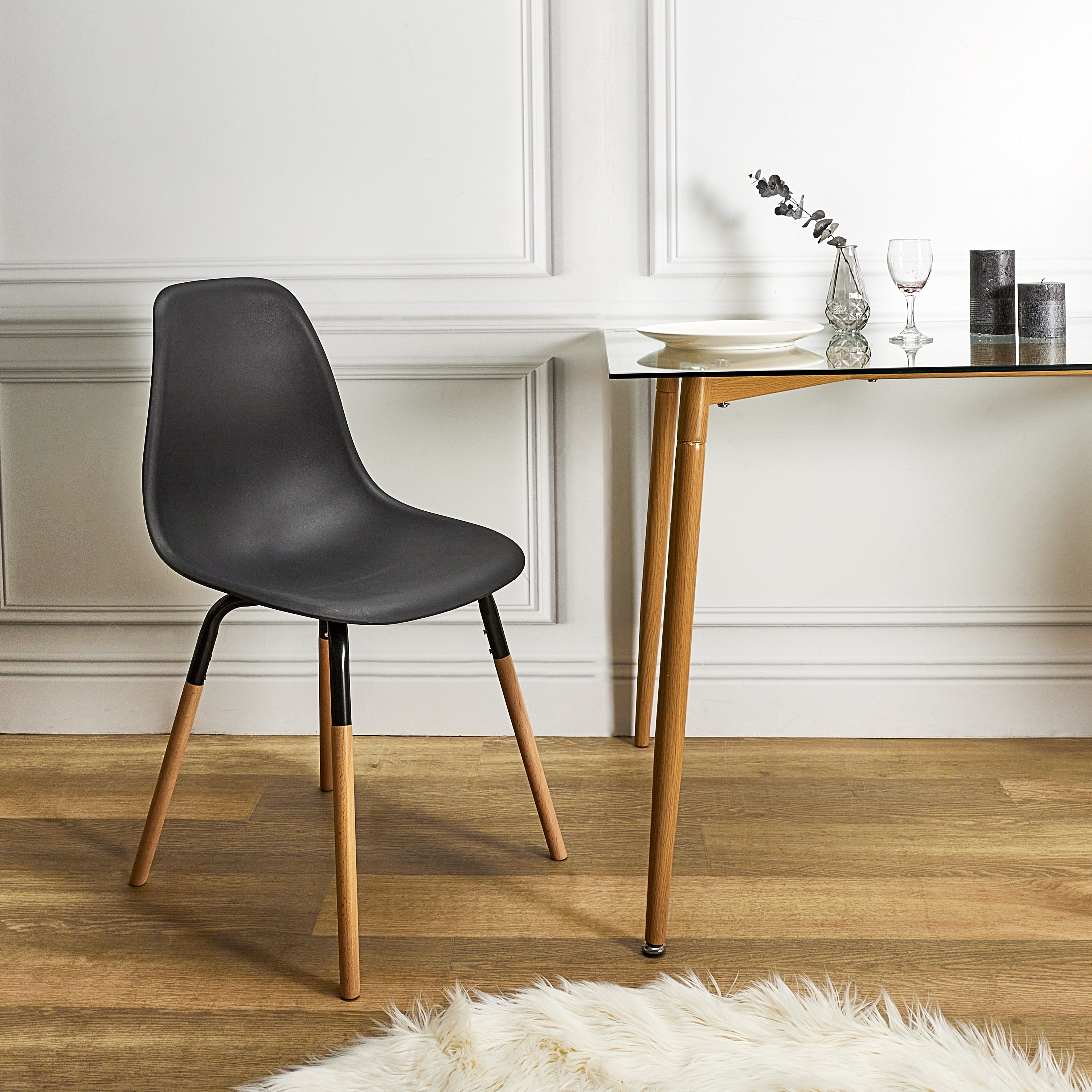 CHAISE PP PHENIX NOIR HOME DECO FACTORY - LOT DE 4