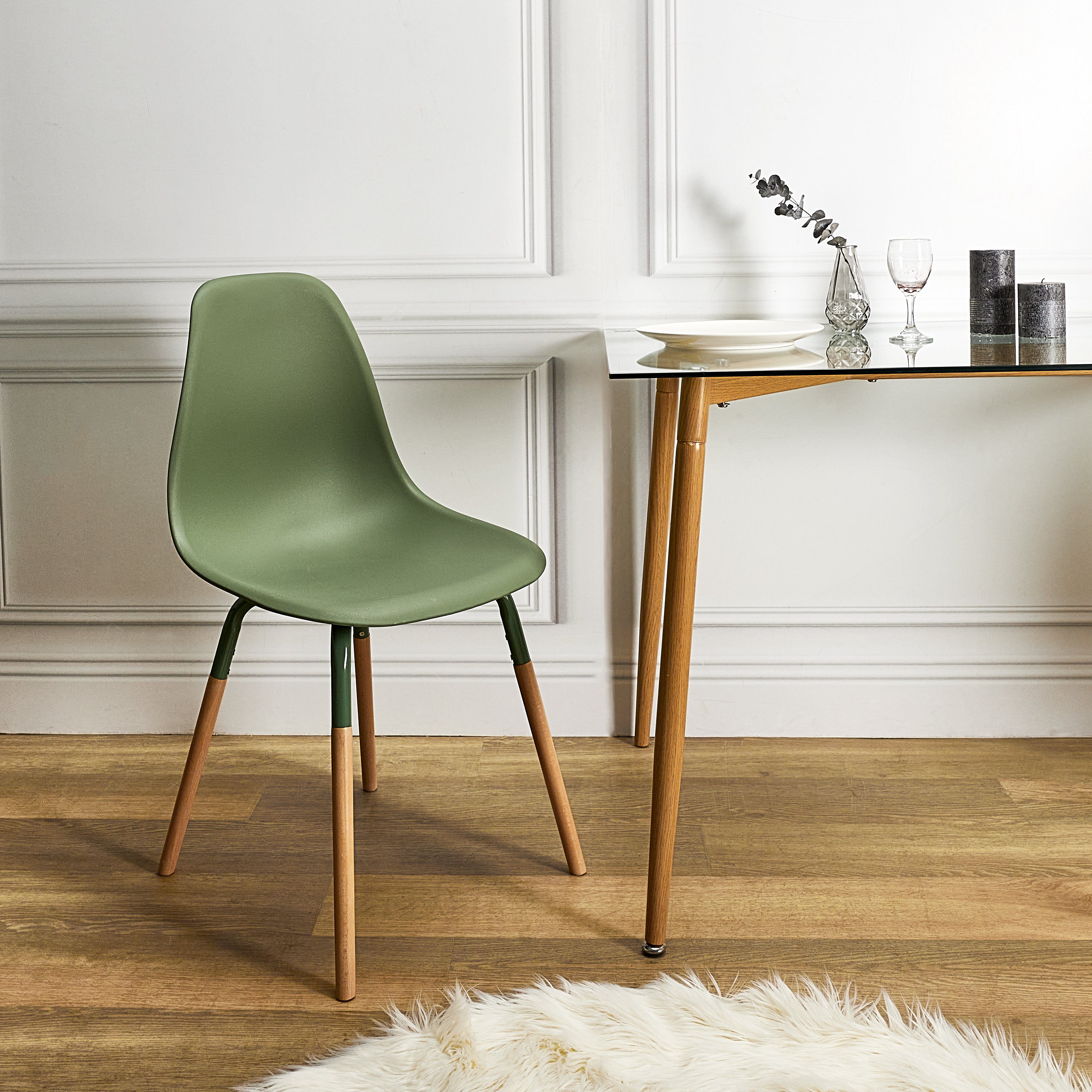 CHAISE PP PHENIX VERT HOME DECO FACTORY - LOT DE 4