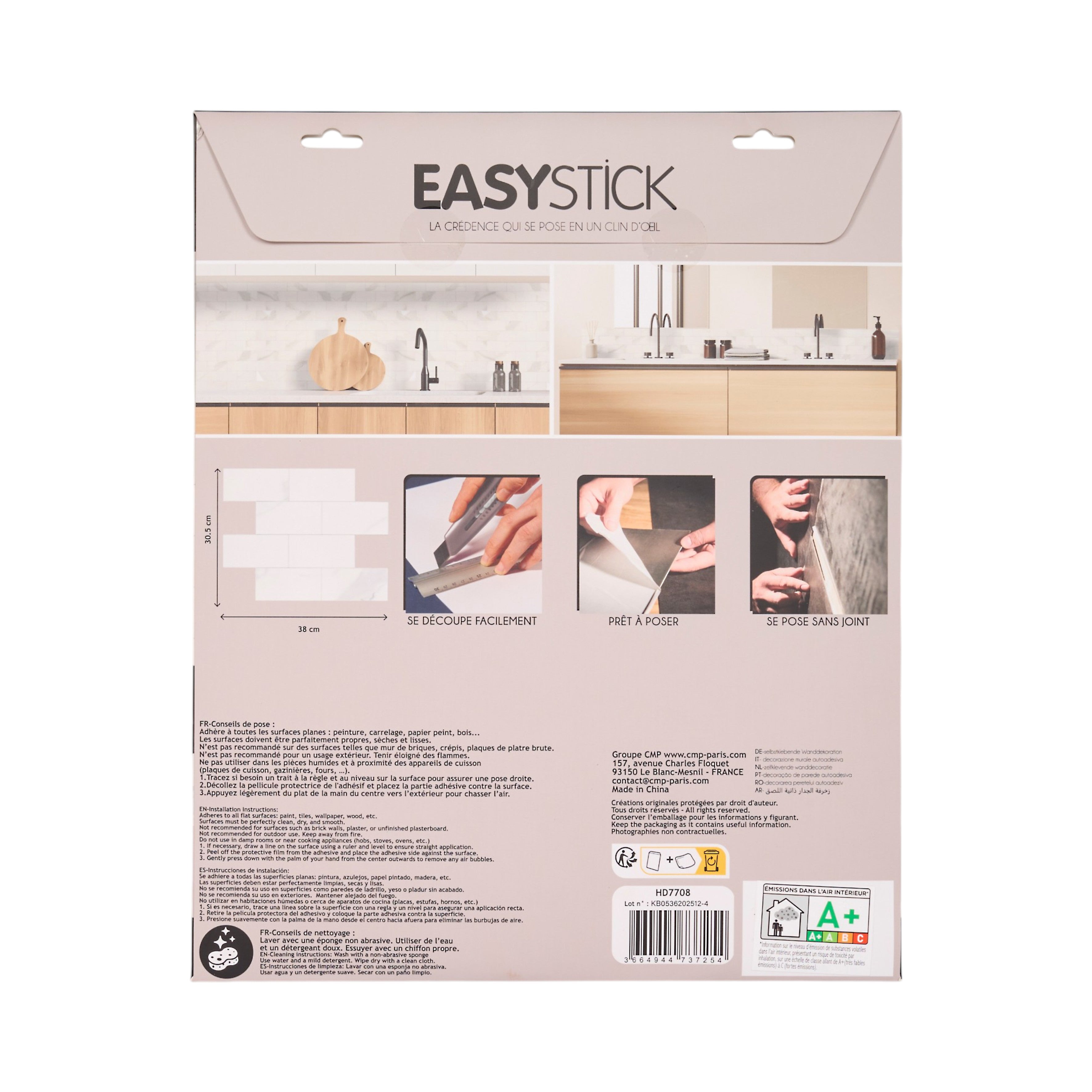 CREDENCE ADHESIVE RIGIDE RECTANGLE BLANC