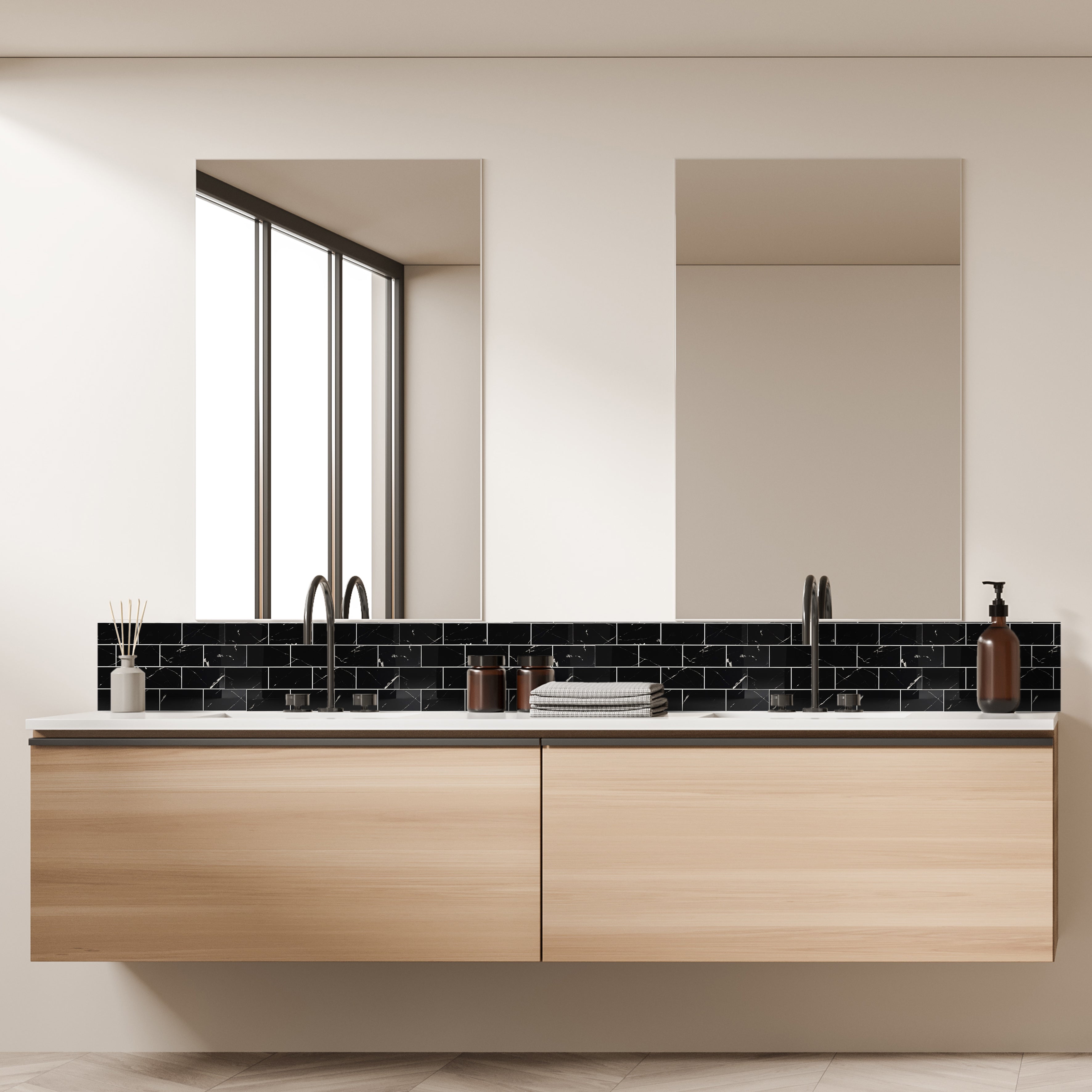 CREDENCE ADHESIVE RIGIDE RECTANGLE NOIR