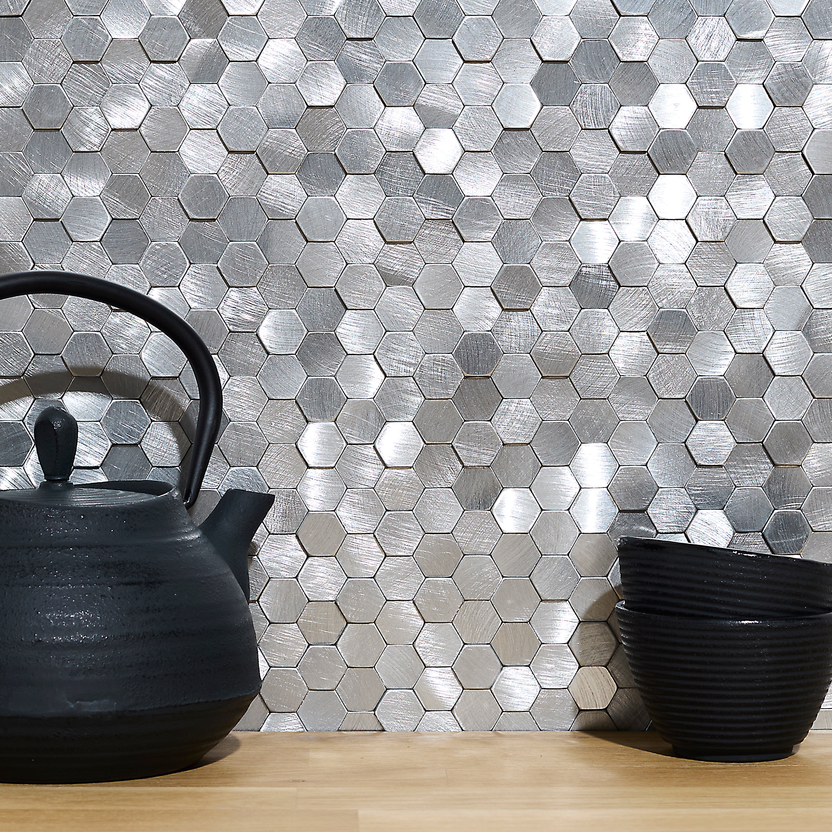 CREDENCE ADHESIVE RIGIDE MOSAÏQUE ARGENTE