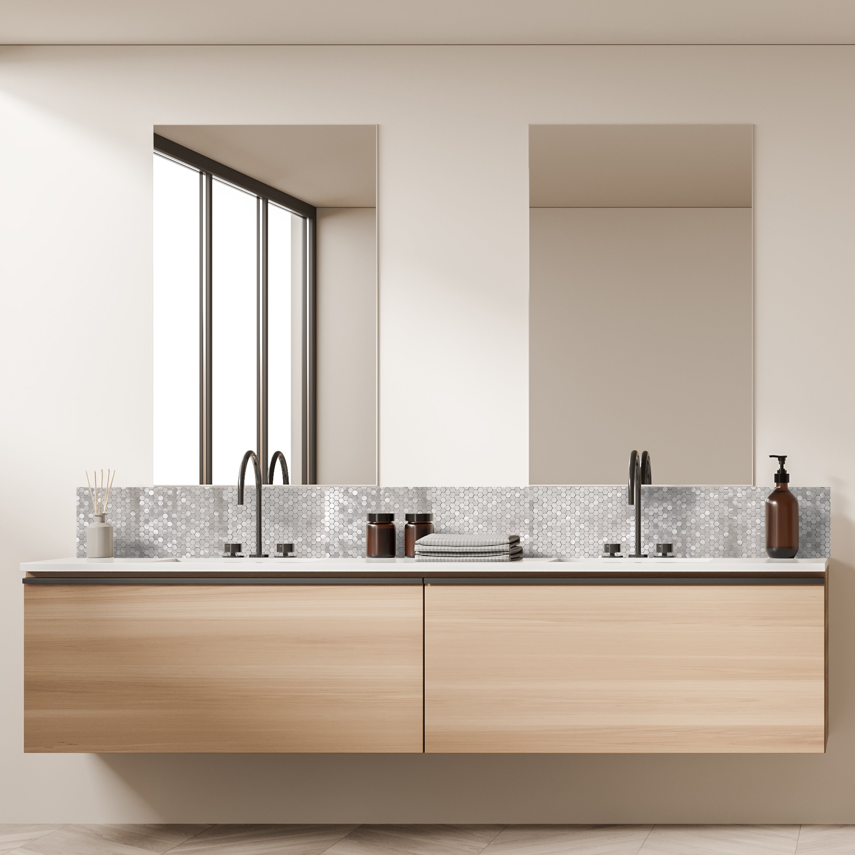 CREDENCE ADHESIVE RIGIDE MOSAÏQUE ARGENTE