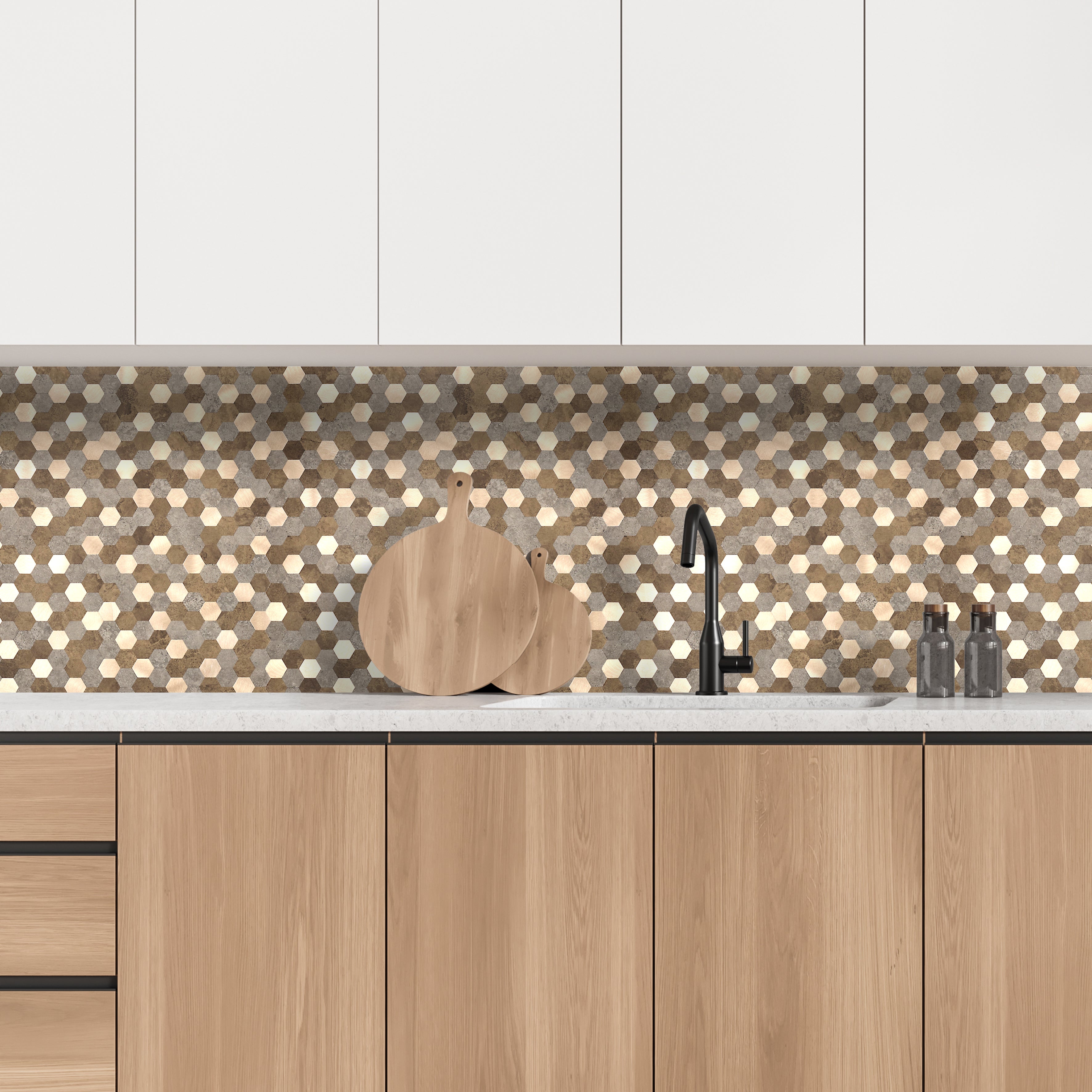 CREDENCE ADHESIVE ET RIGIDE MOSAÏQUE BRONZE
